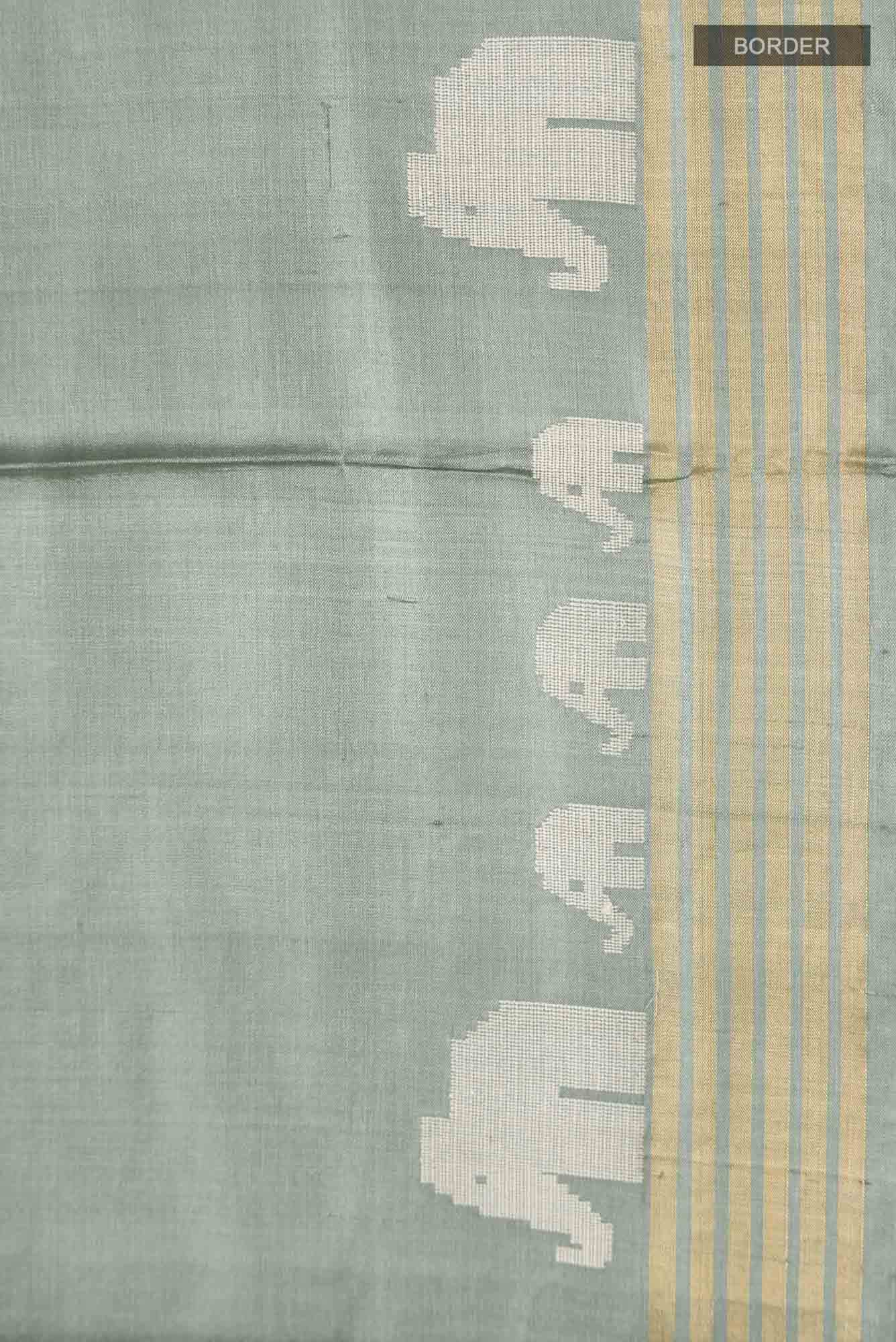 Elephant Whispers-Green Bhagalpuri Tussar Silk Saree