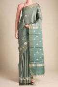 Elephant Whispers-Green Bhagalpuri Tussar Silk Saree