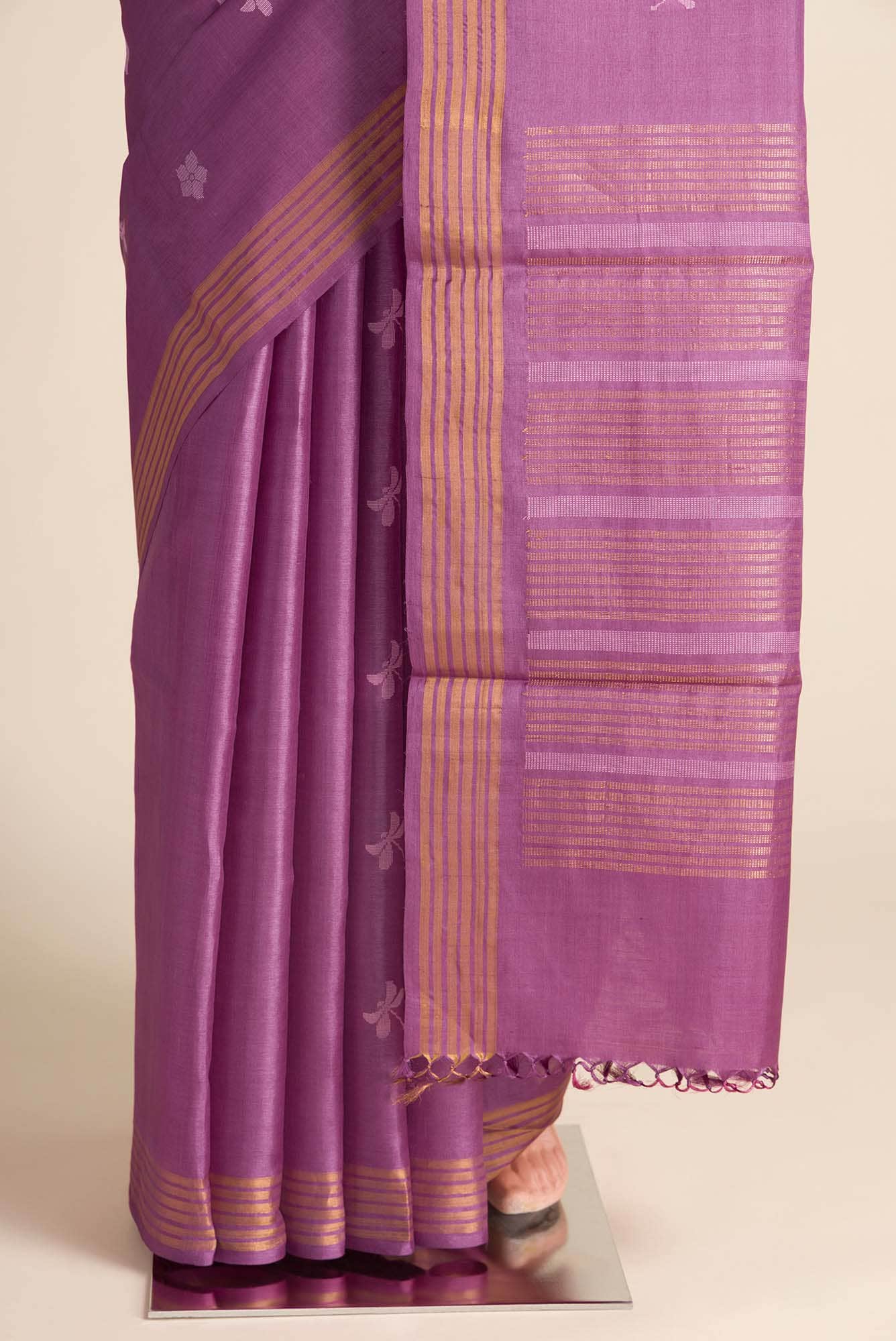 Dance of Dragonfly-Purple Bhagalpuri Tussar Silk Saree