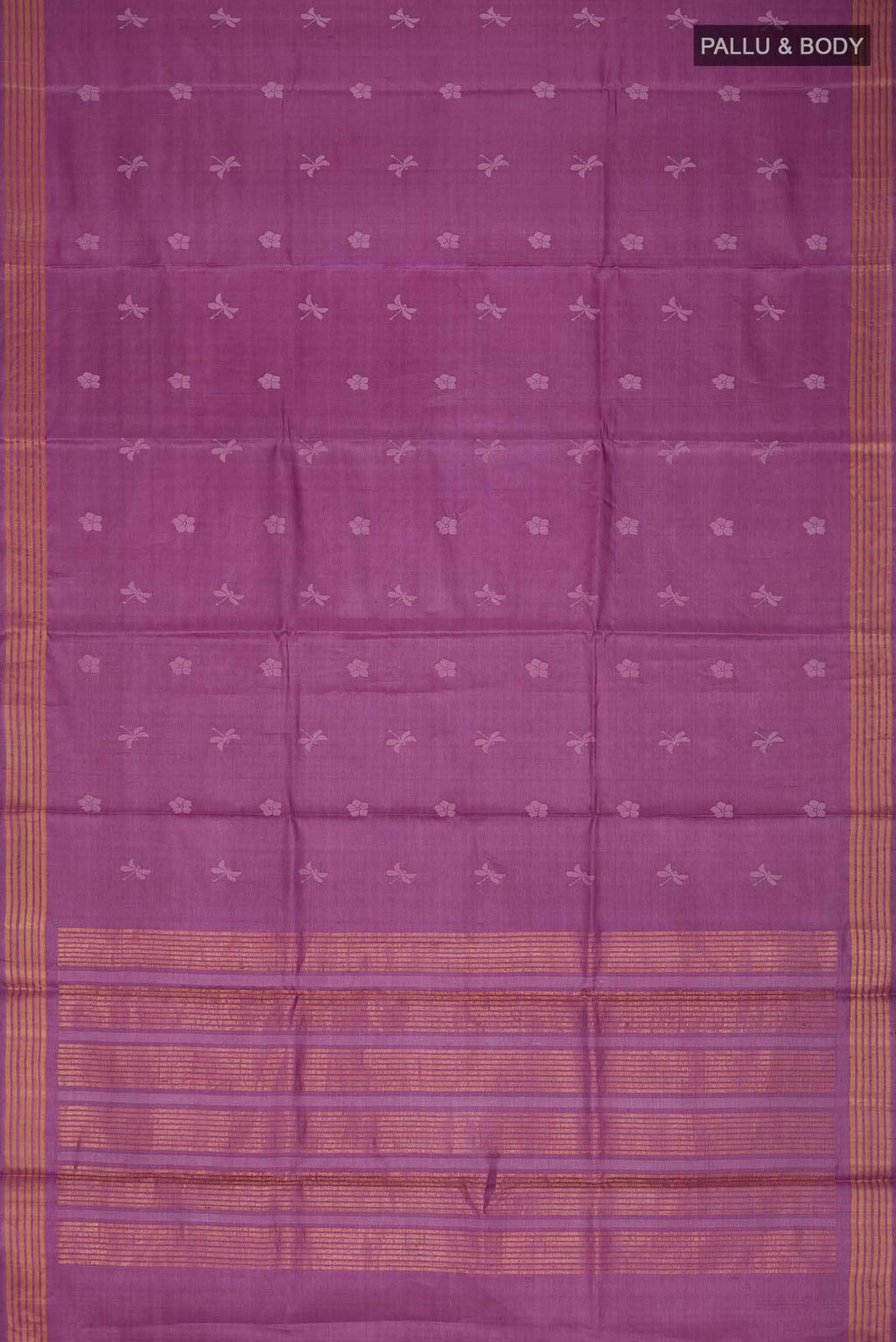 Dance of Dragonfly-Purple Bhagalpuri Tussar Silk Saree