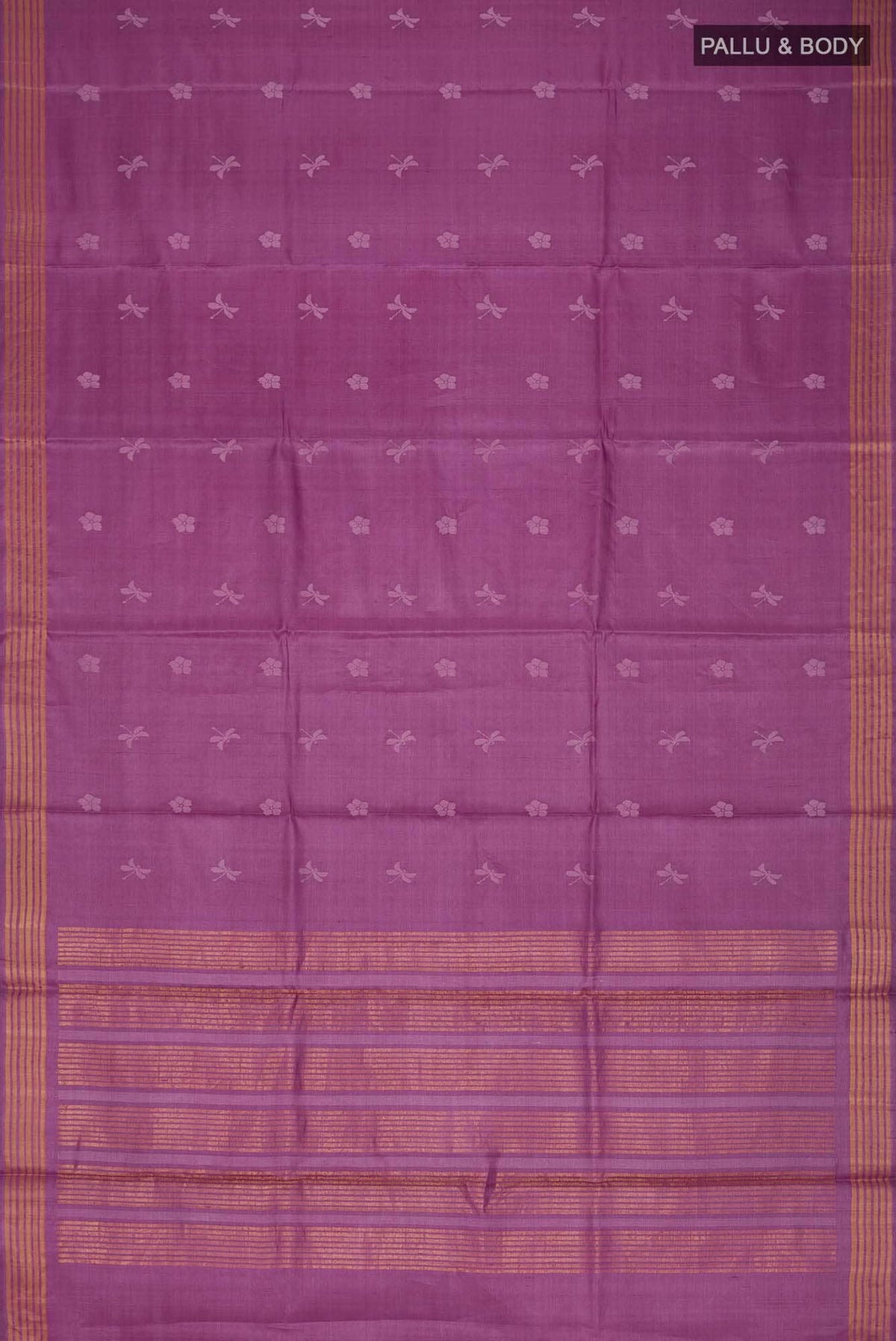 Dance of Dragonfly-Purple Bhagalpuri Tussar Silk Saree