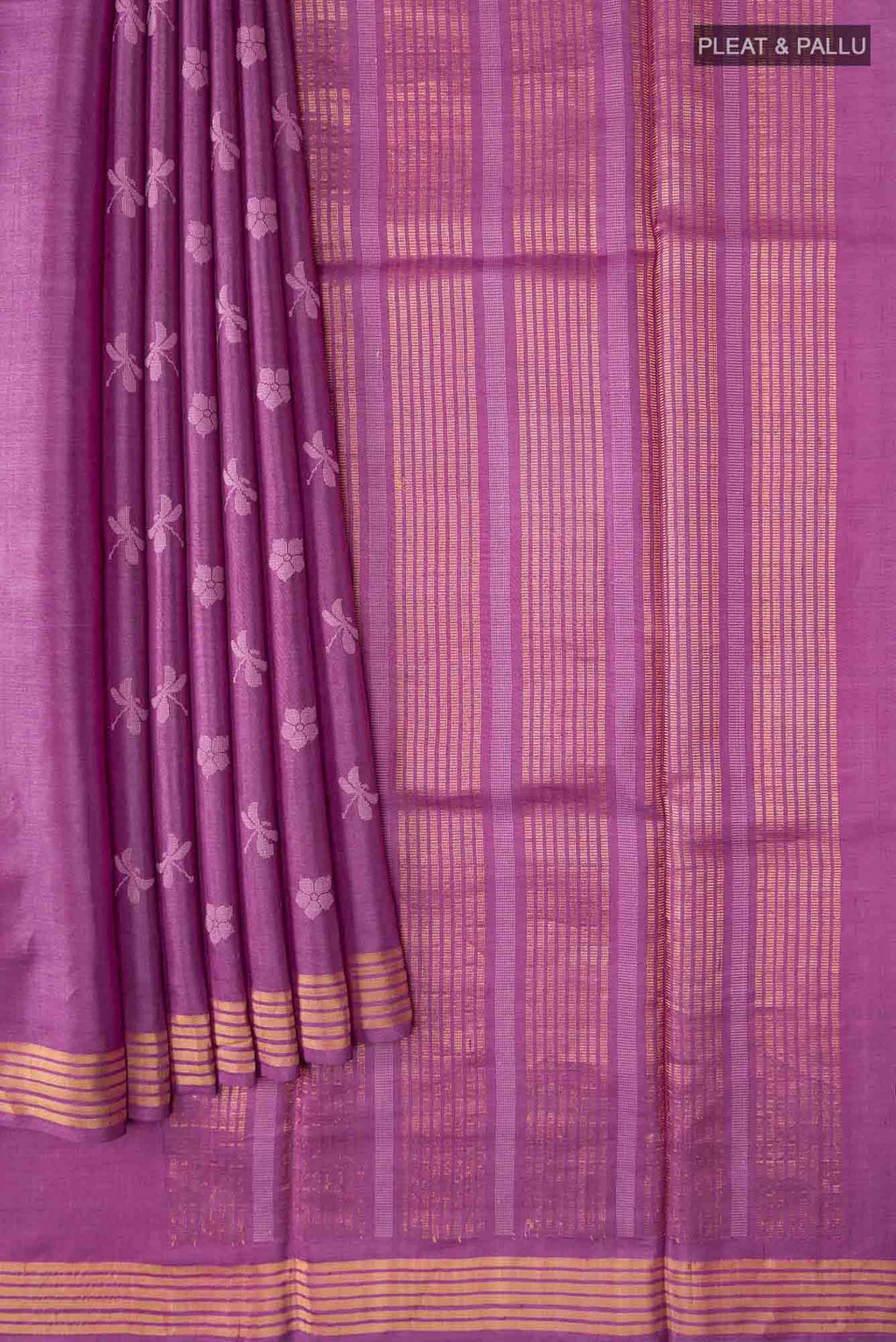 Dance of Dragonfly-Purple Bhagalpuri Tussar Silk Saree
