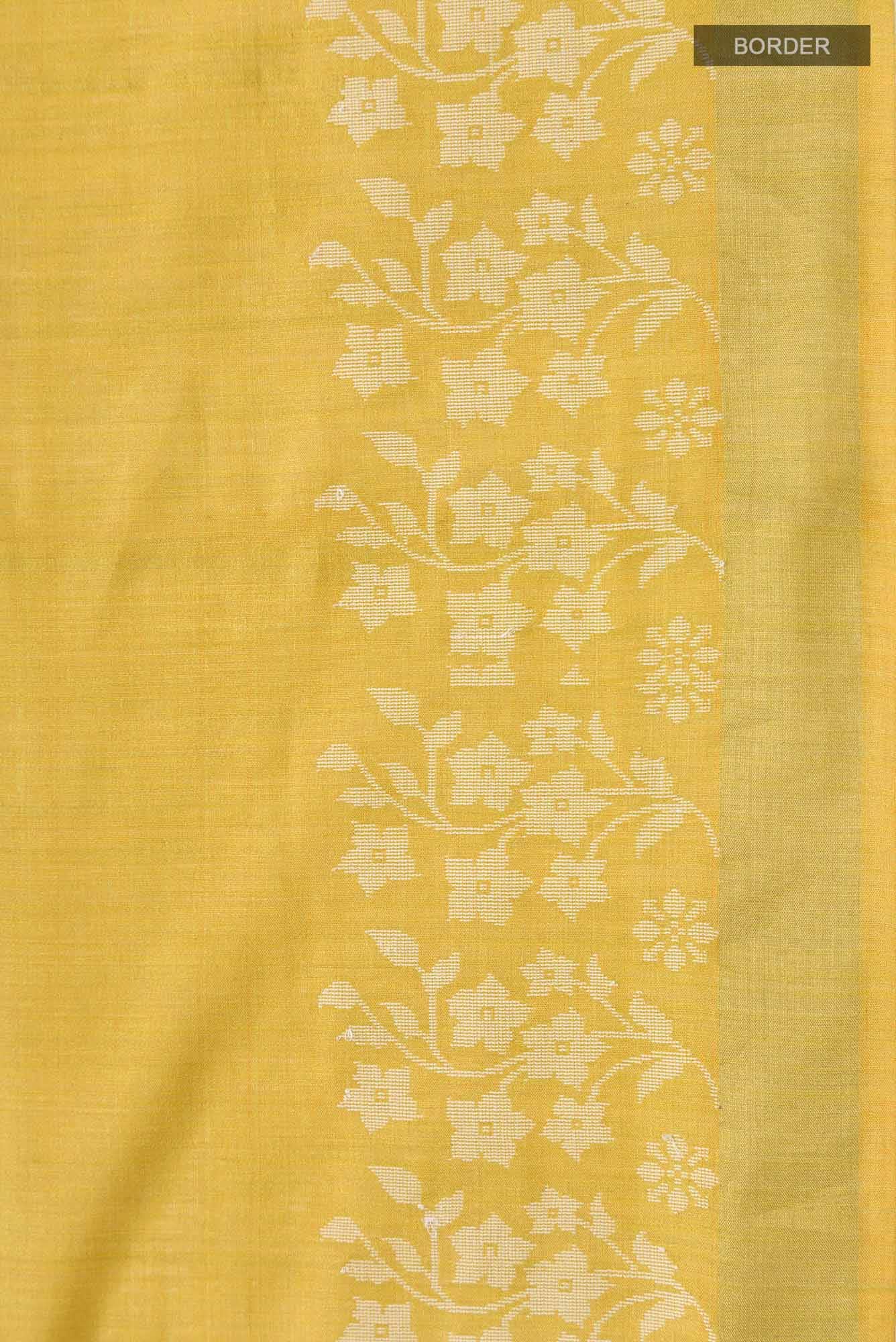 Forget Me Not-Yellow Bhagalpuri Tussar Silk Saree