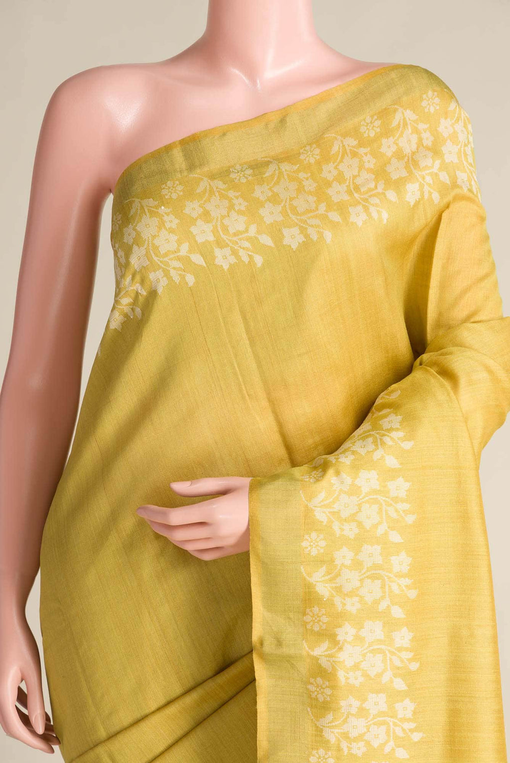 Forget Me Not-Yellow Bhagalpuri Tussar Silk Saree