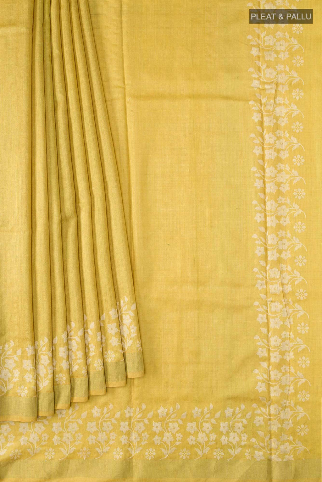 Forget Me Not-Yellow Bhagalpuri Tussar Silk Saree