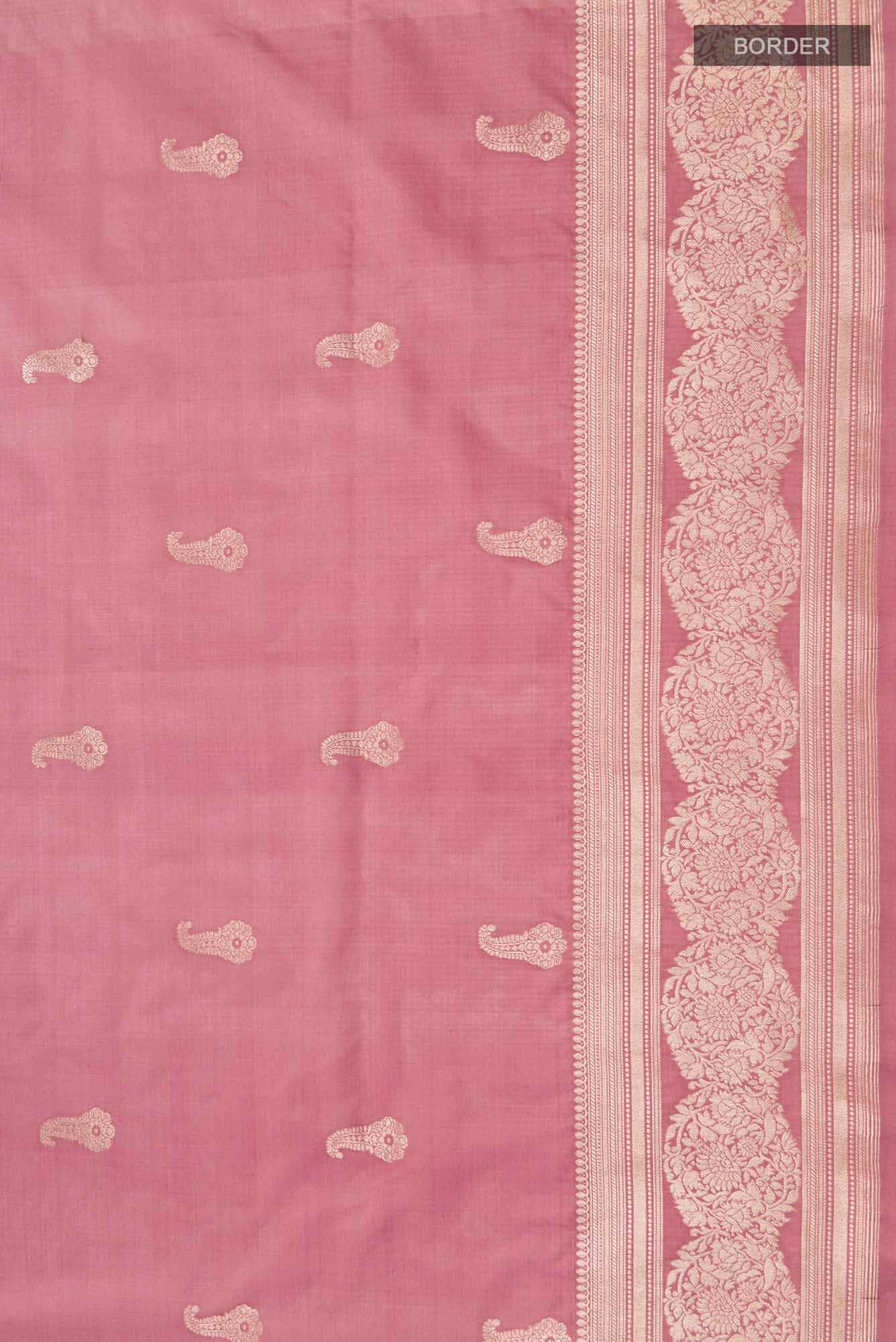 Bhagyavati-Peach Banarasi Silk Saree