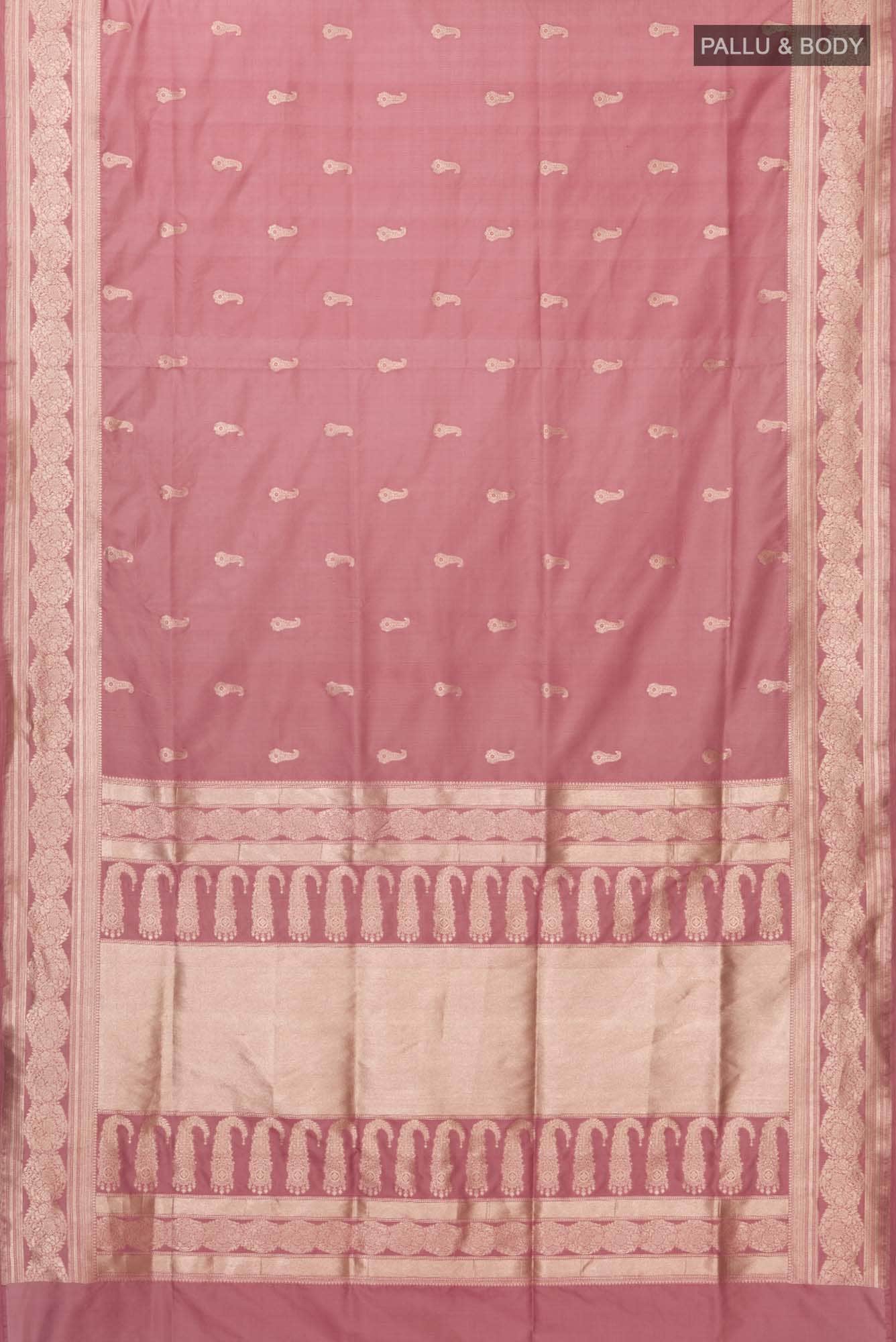 Bhagyavati-Peach Banarasi Silk Saree