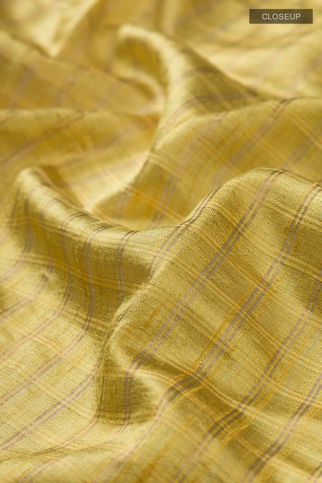 Golden Forest-Yellow Bhagalpuri Tussar Silk Saree