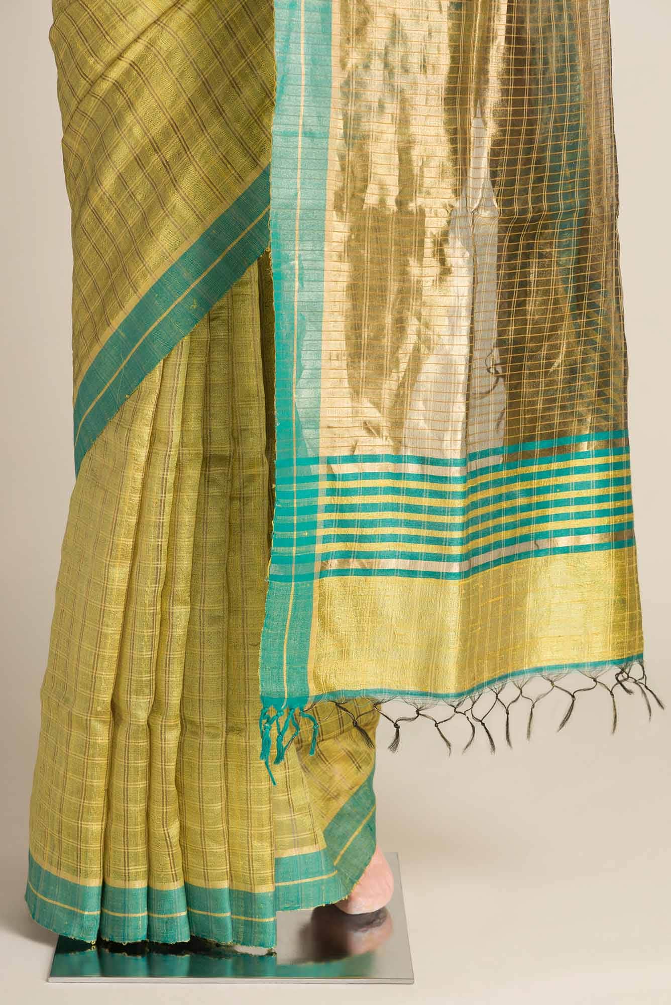 Golden Forest-Yellow Bhagalpuri Tussar Silk Saree