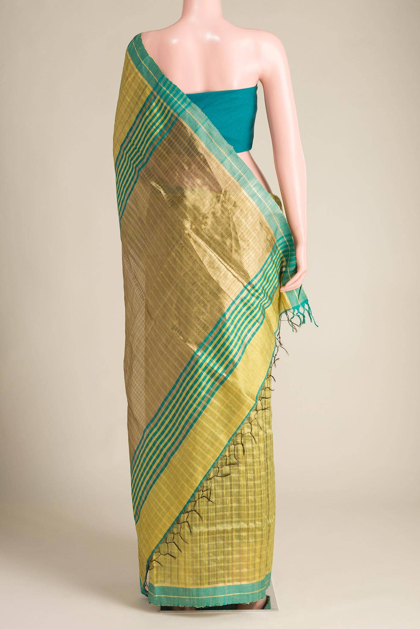 Golden Forest-Yellow Bhagalpuri Tussar Silk Saree