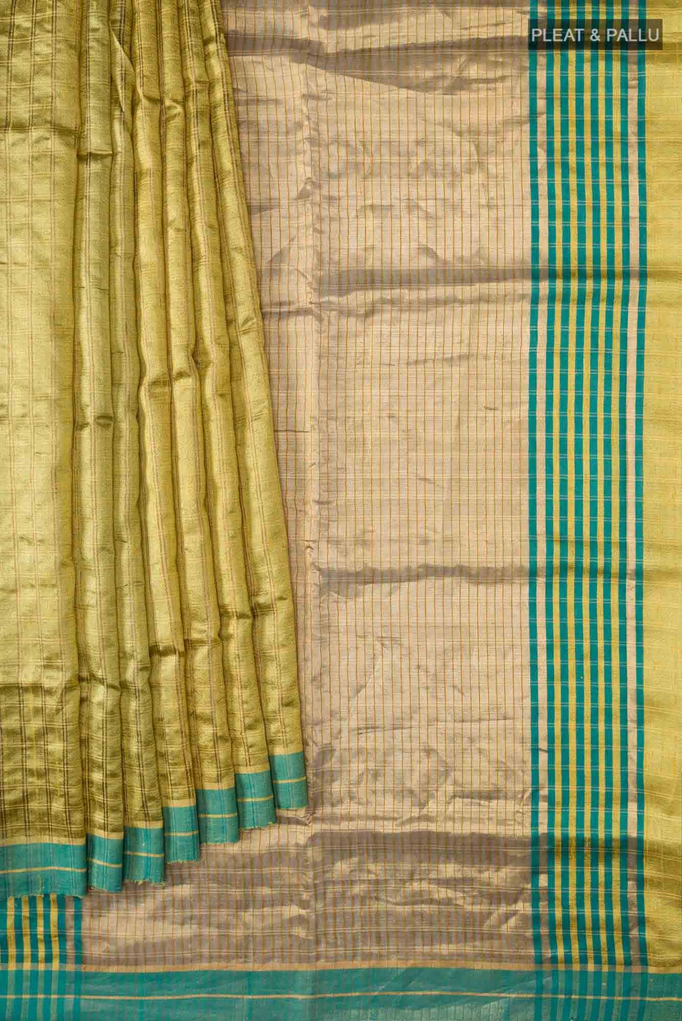 Golden Forest-Yellow Bhagalpuri Tussar Silk Saree