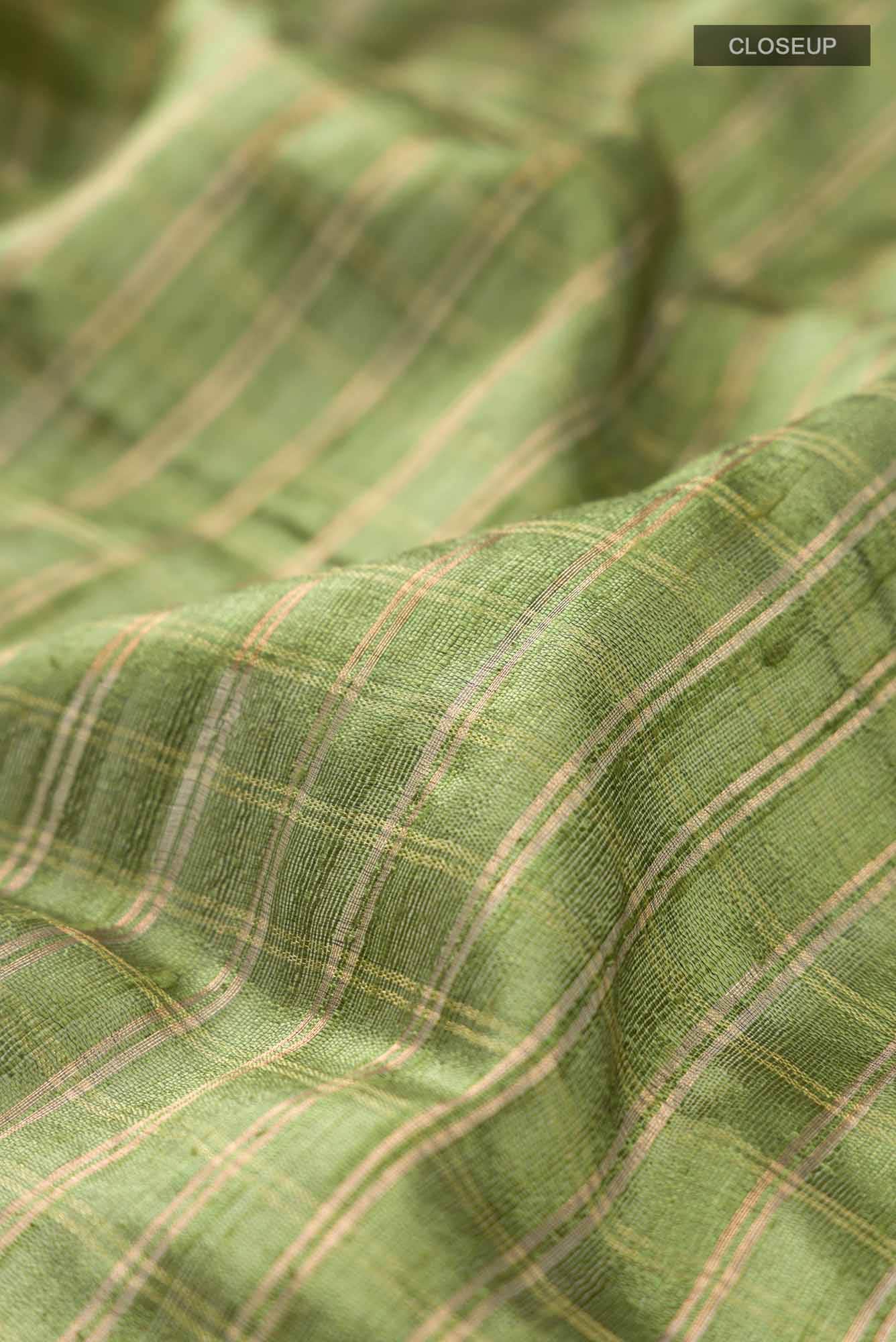 Tropical Teal-Green Bhagalpuri Tussar Silk Saree