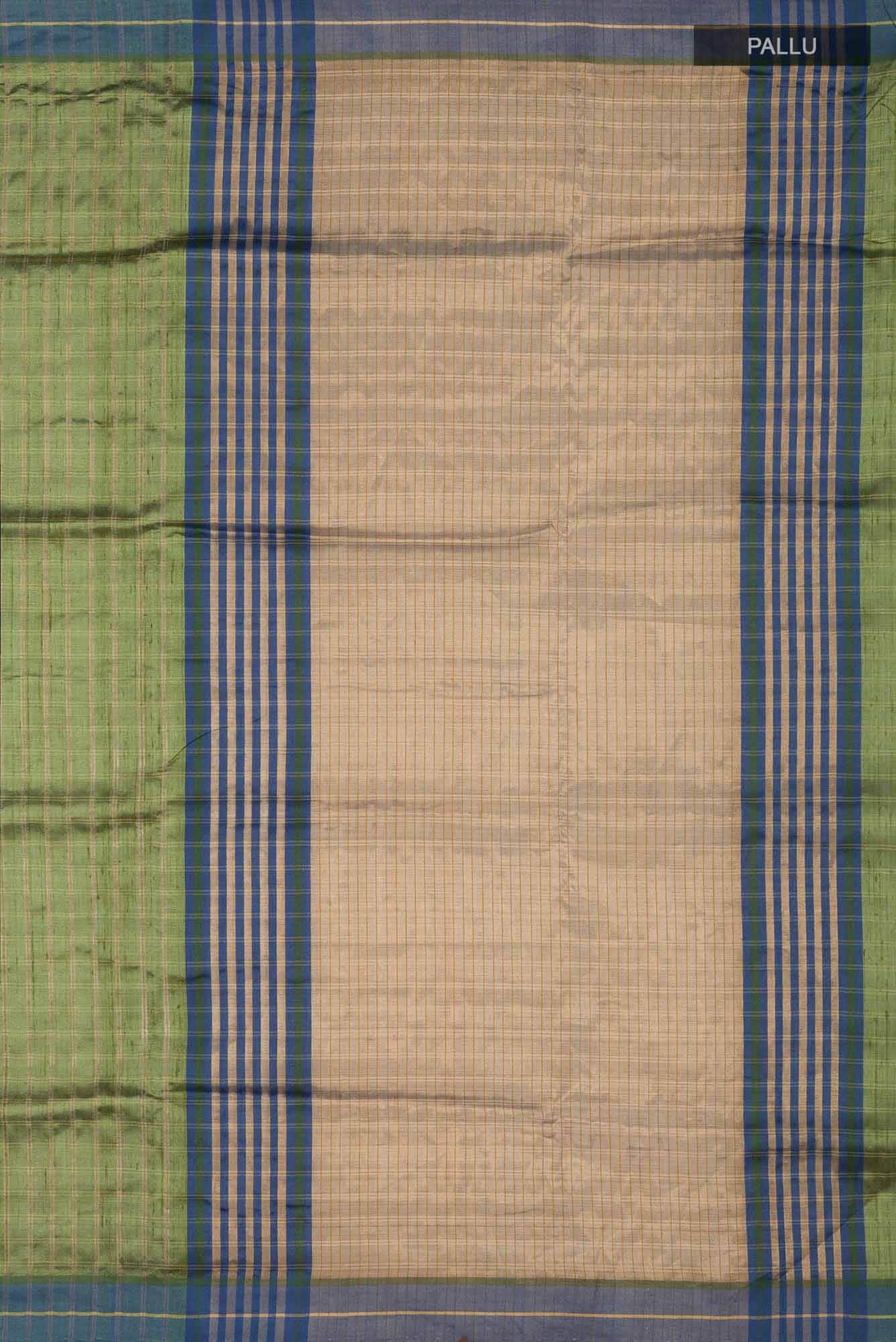 Tropical Teal-Green Bhagalpuri Tussar Silk Saree