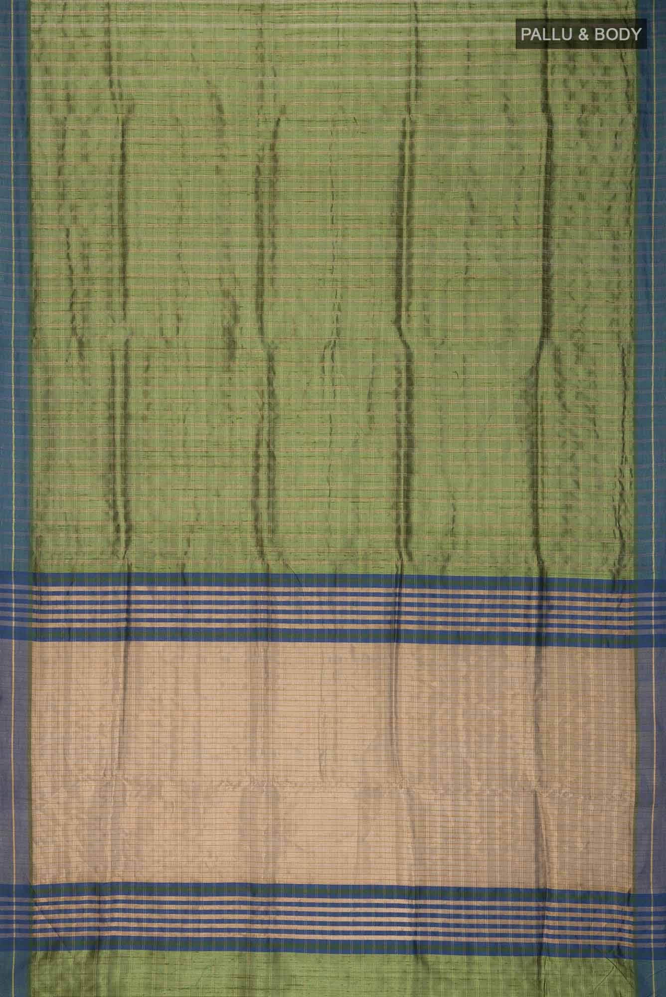 Tropical Teal-Green Bhagalpuri Tussar Silk Saree