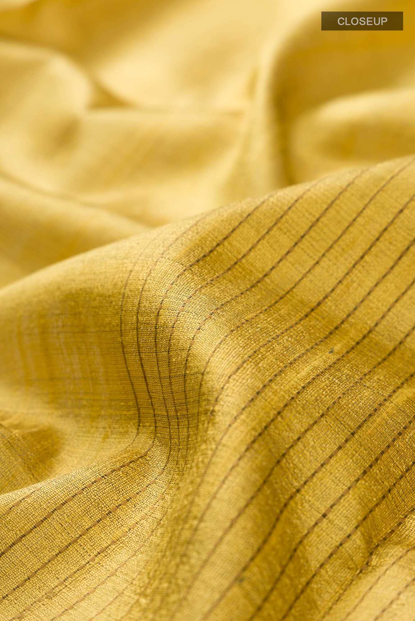 Lemon Breeze-Yellow Bhagalpuri Tussar Silk Saree