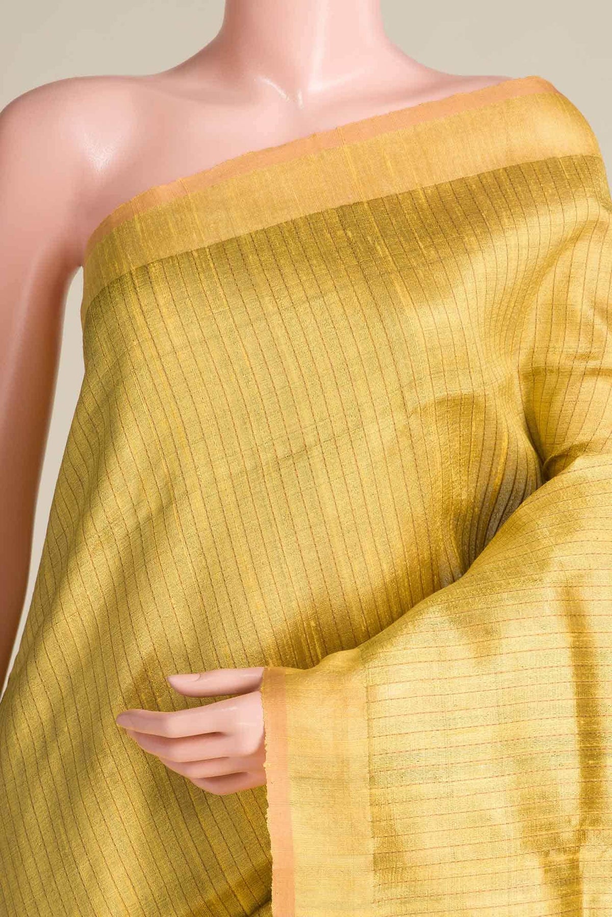 Lemon Breeze-Yellow Bhagalpuri Tussar Silk Saree