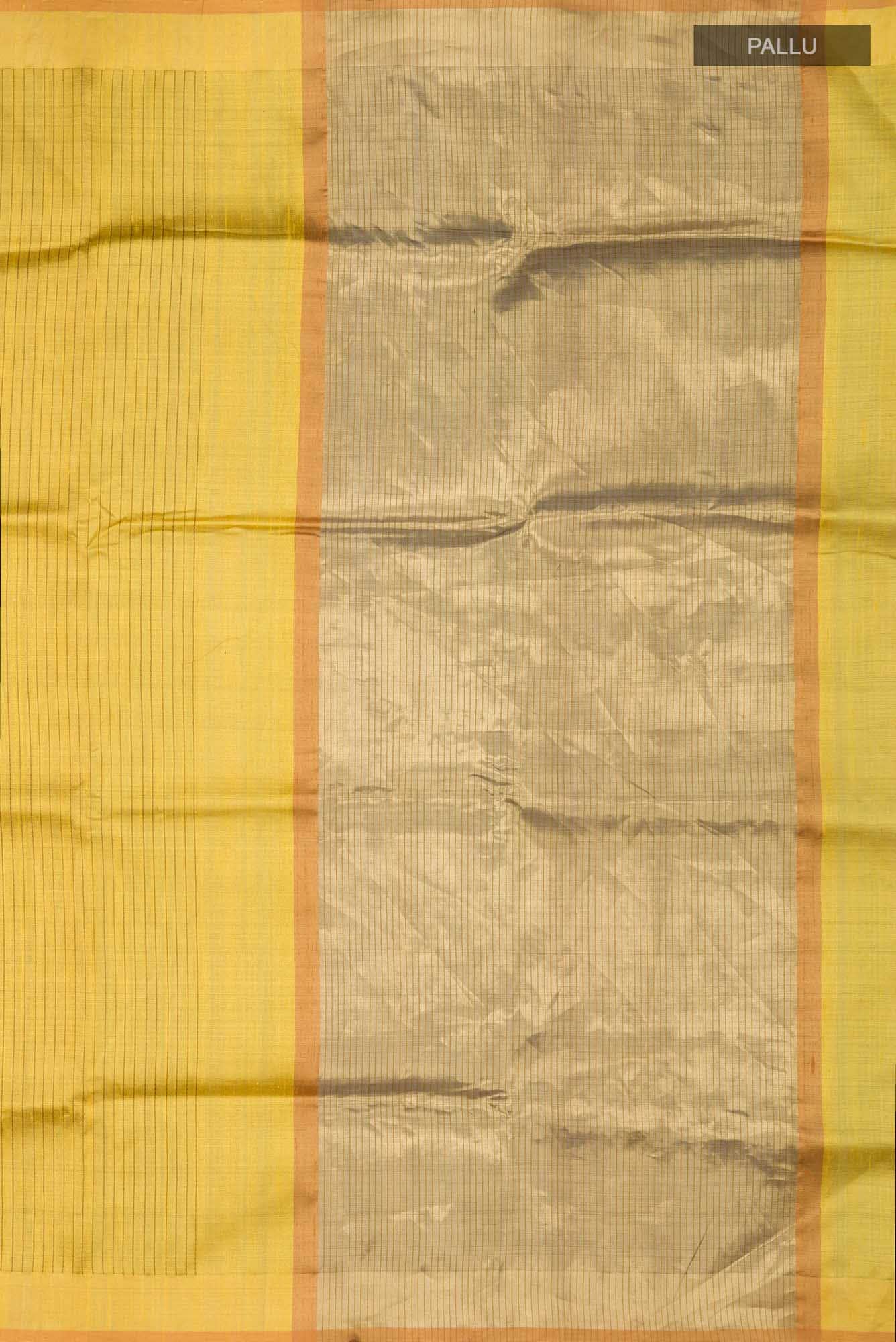 Lemon Breeze-Yellow Bhagalpuri Tussar Silk Saree