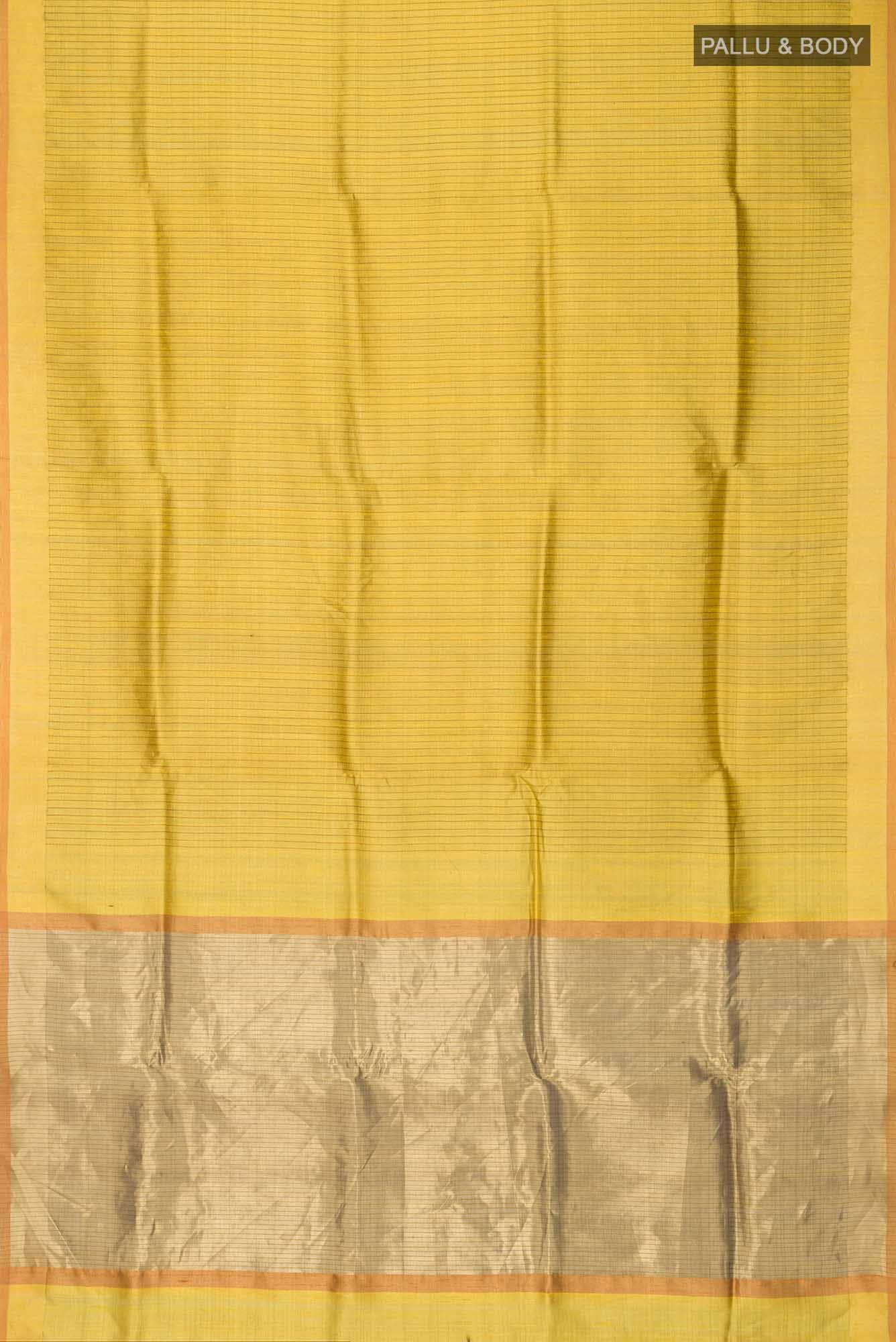 Lemon Breeze-Yellow Bhagalpuri Tussar Silk Saree