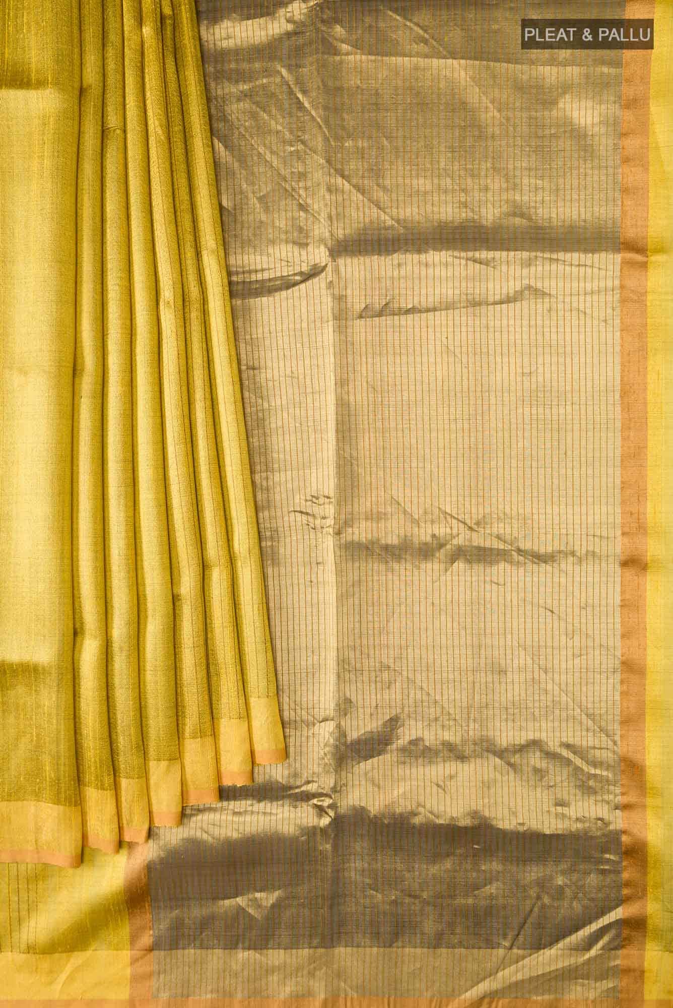 Lemon Breeze-Yellow Bhagalpuri Tussar Silk Saree
