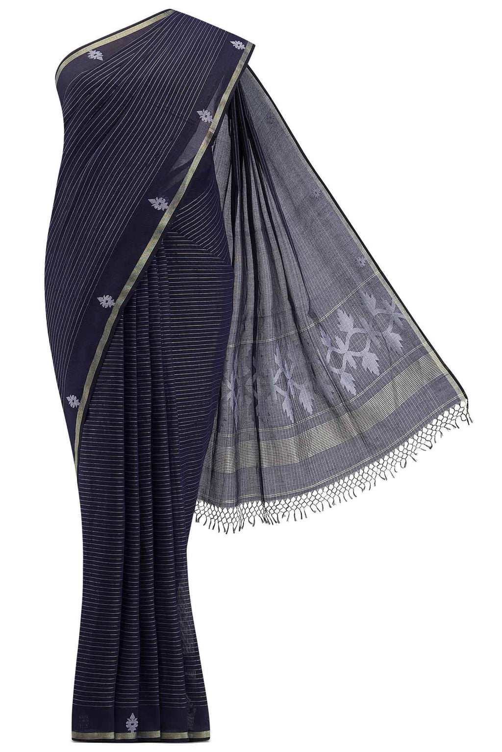 Haimanti-Navy Blue Bengal Cotton Saree