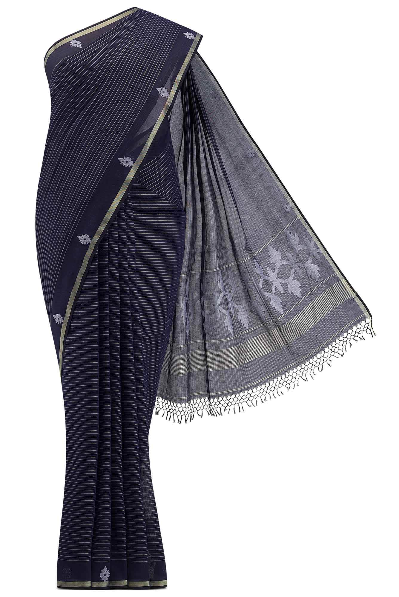 Haimanti-Navy Blue Bengal Cotton Saree
