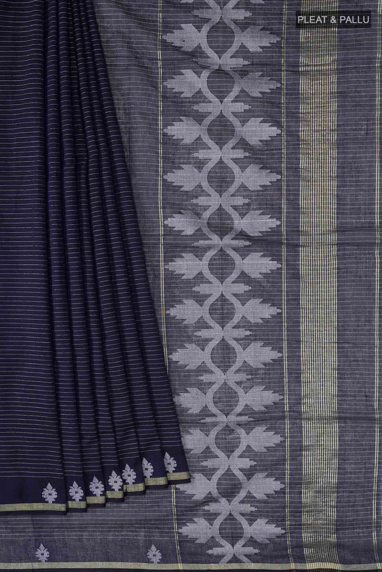 Haimanti-Navy Blue Bengal Cotton Saree