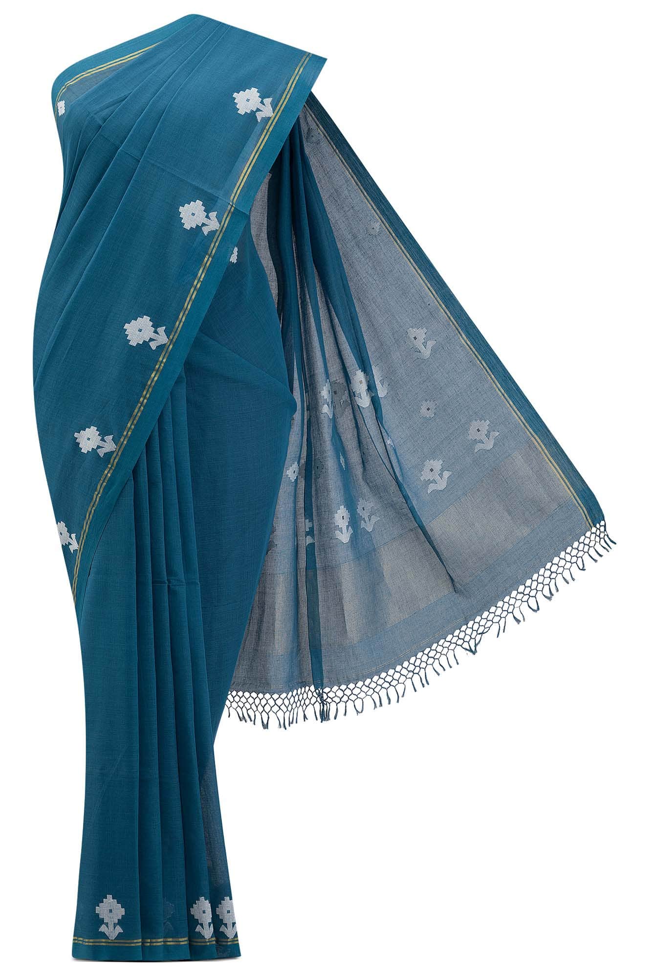 Anuradha-Dark Blue Bengal Cotton Saree