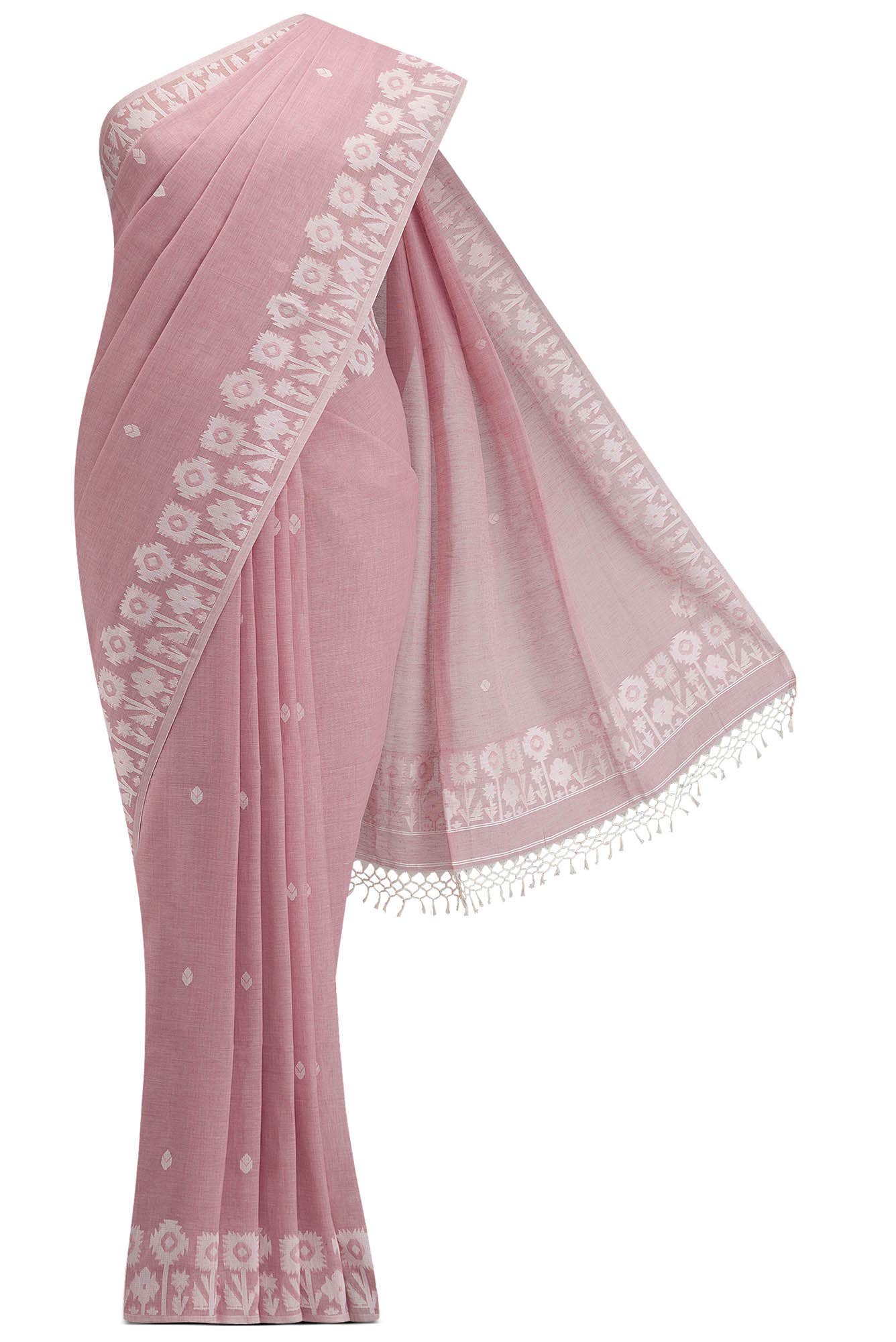 Paromita-Dusky Pink Bengal Cotton Saree