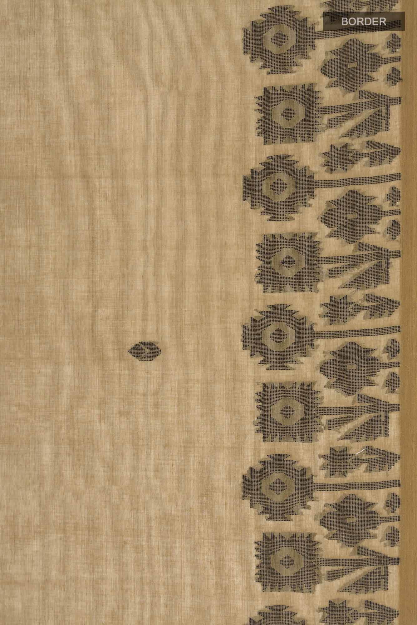 Paromita-Dark Beige Bengal Cotton Saree