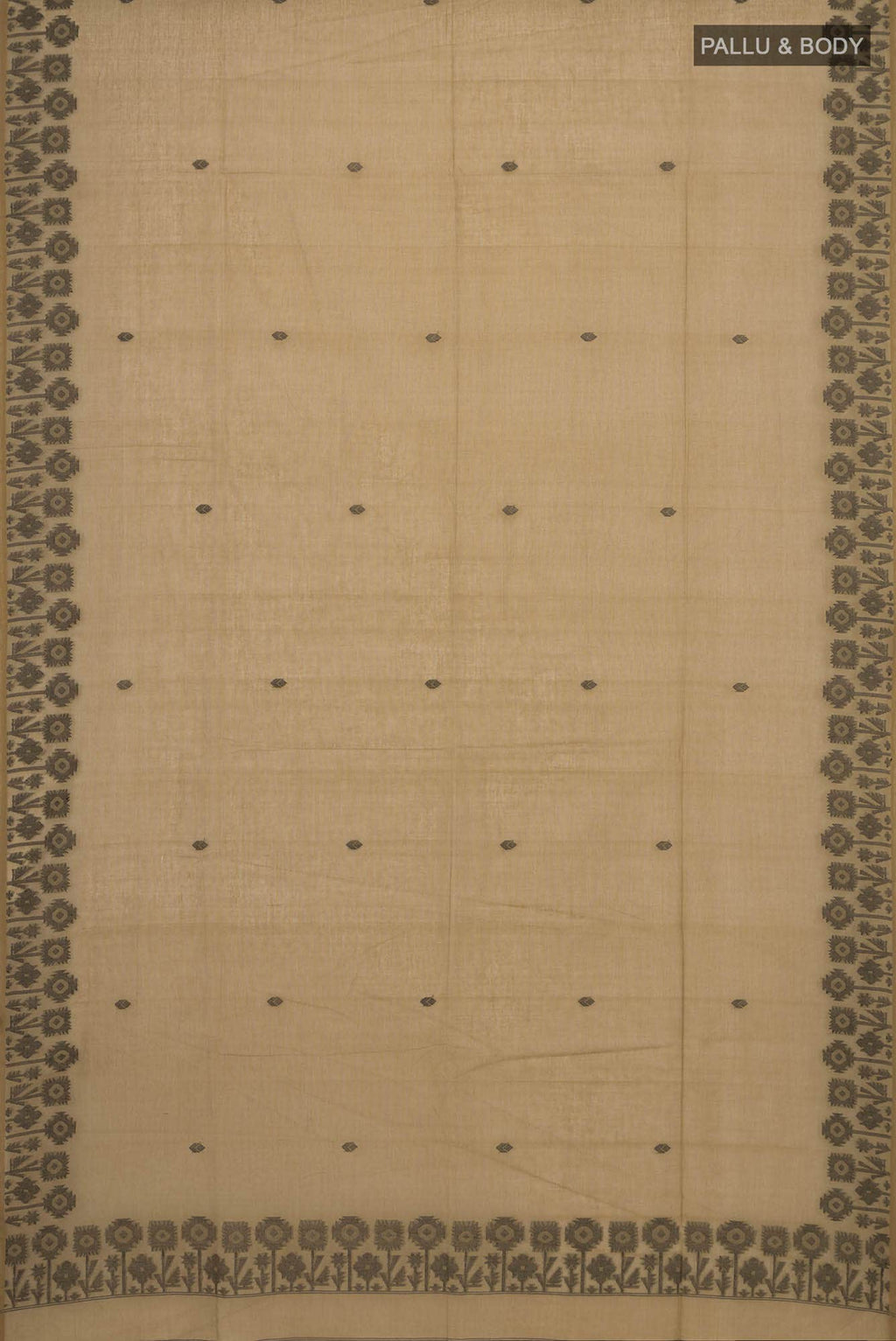 Paromita-Dark Beige Bengal Cotton Saree