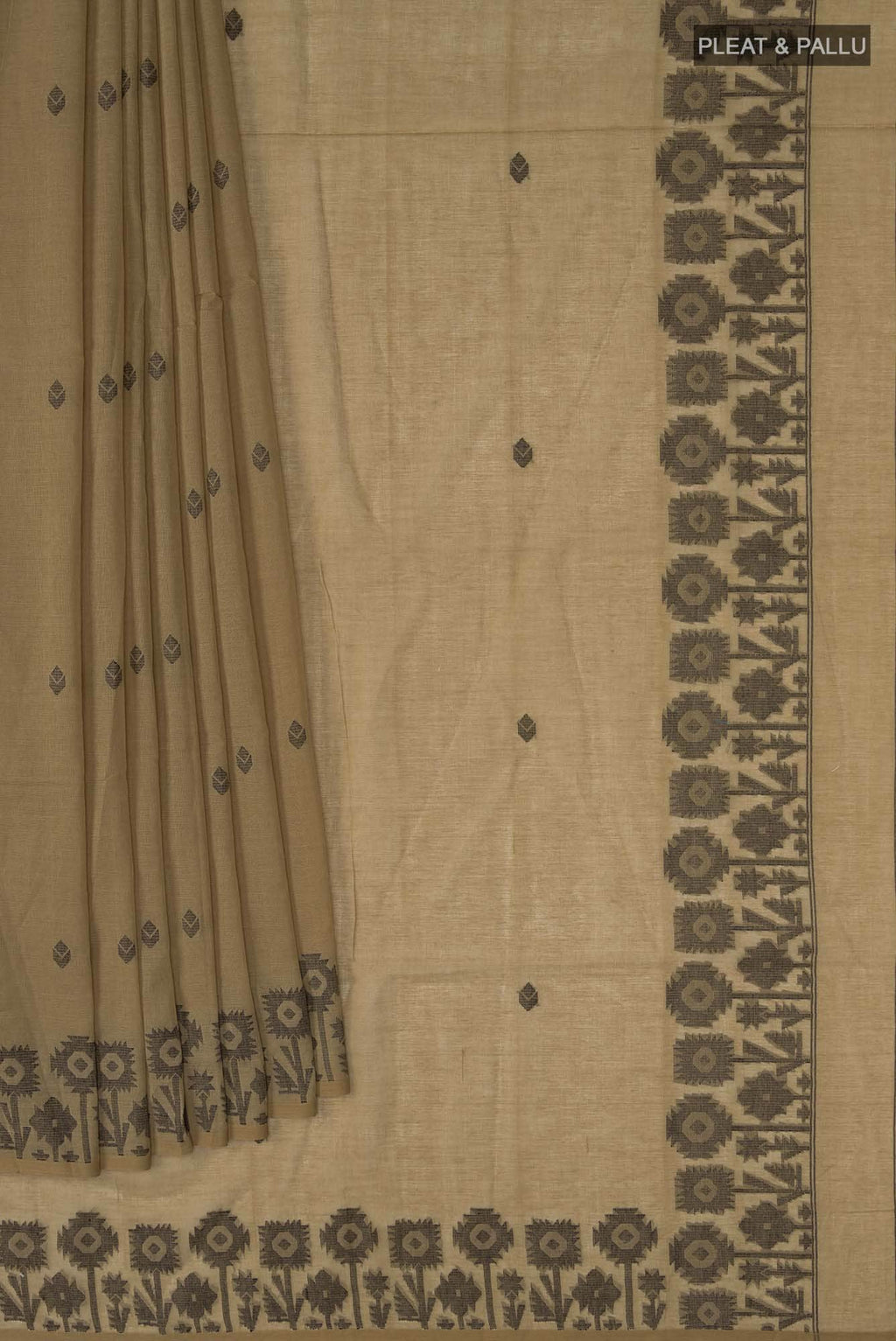 Paromita-Dark Beige Bengal Cotton Saree