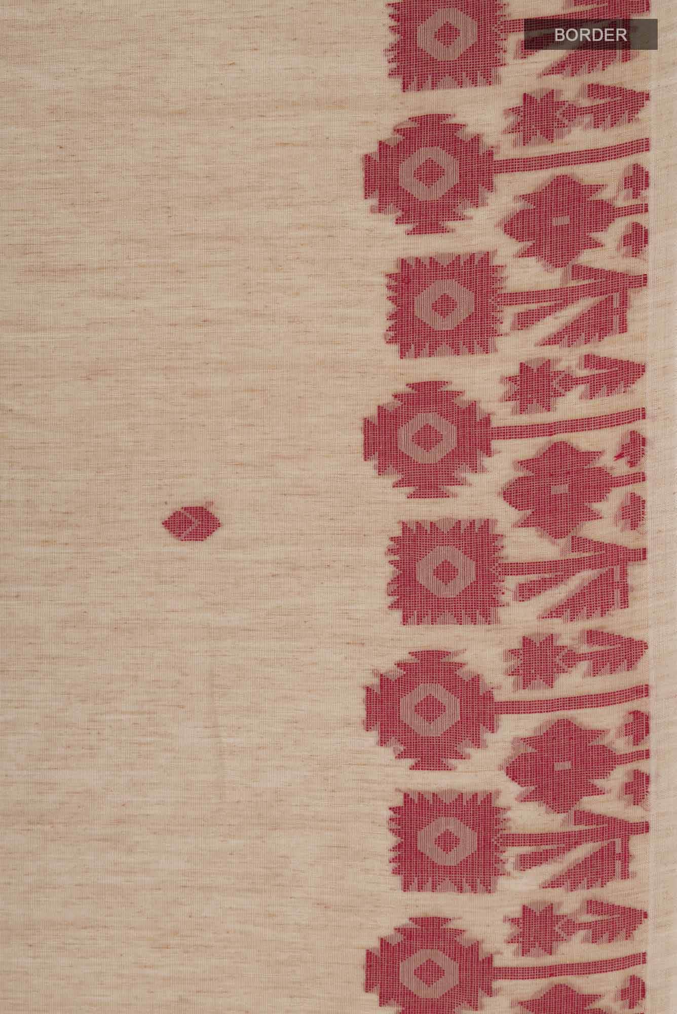 Paromita-Beige Bengal Cotton Saree