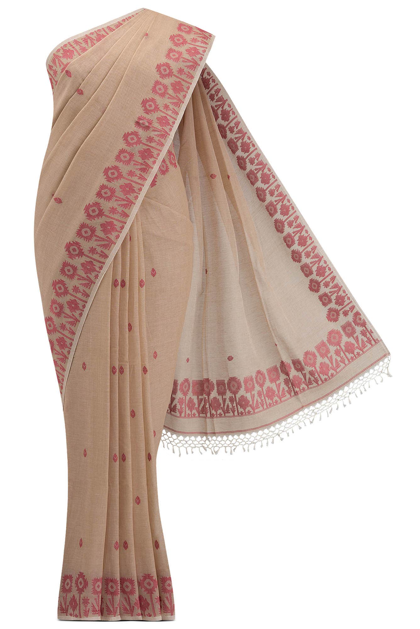 Paromita-Beige Bengal Cotton Saree