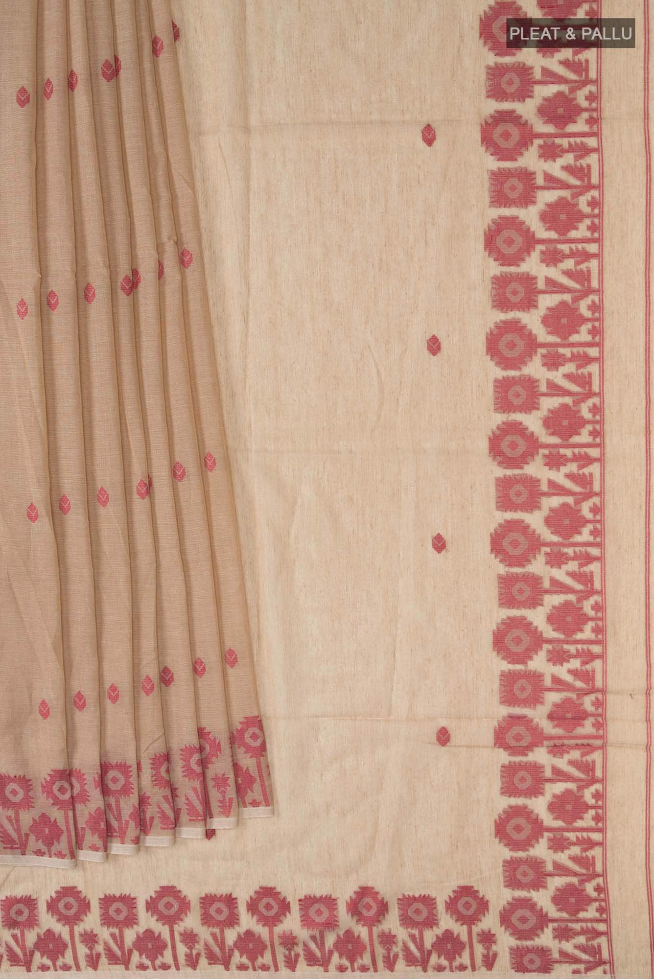 Paromita-Beige Bengal Cotton Saree