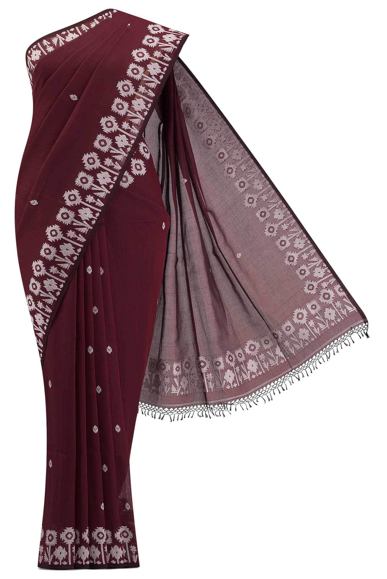 Paromita-Maroon Bengal Cotton Saree