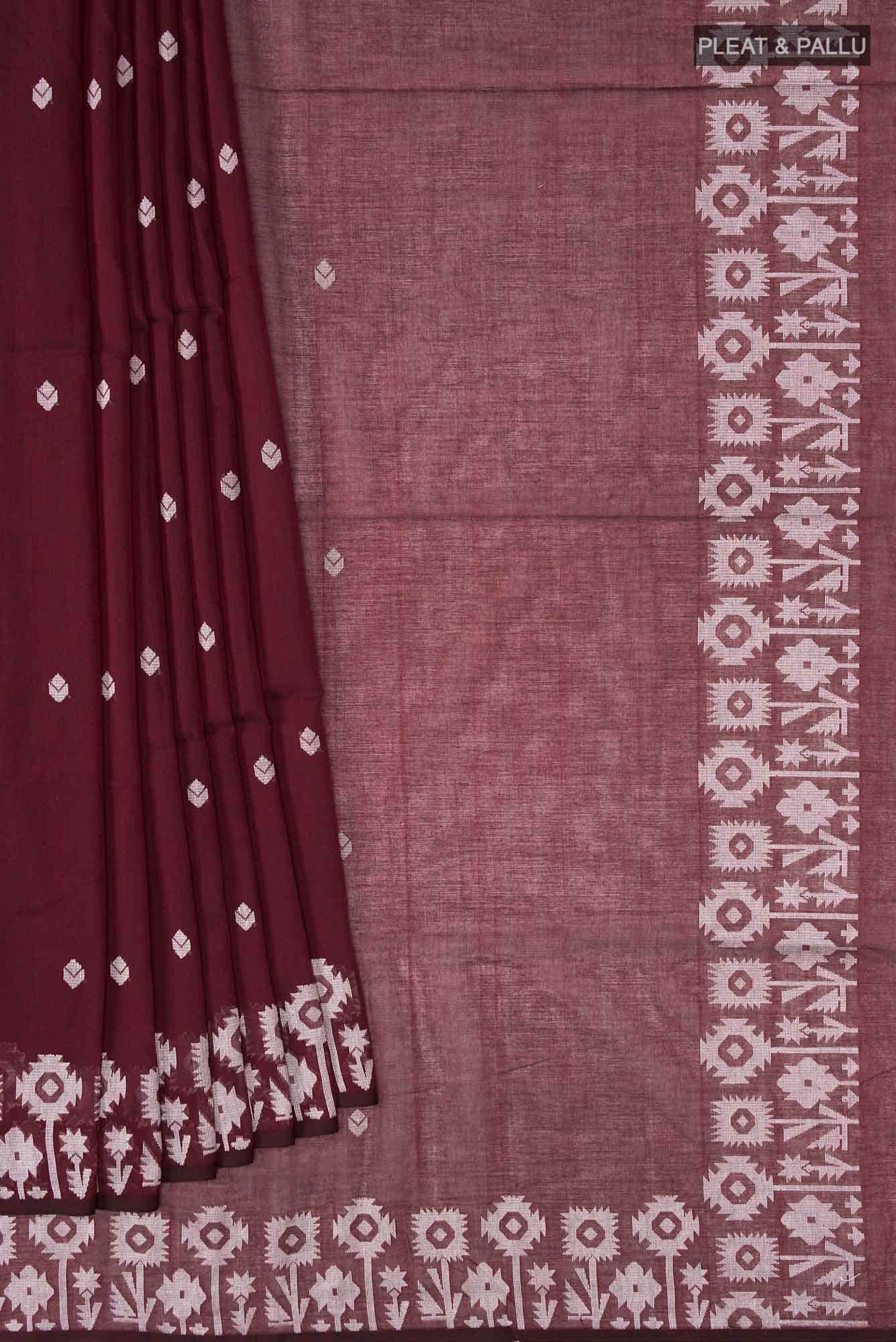 Paromita-Maroon Bengal Cotton Saree