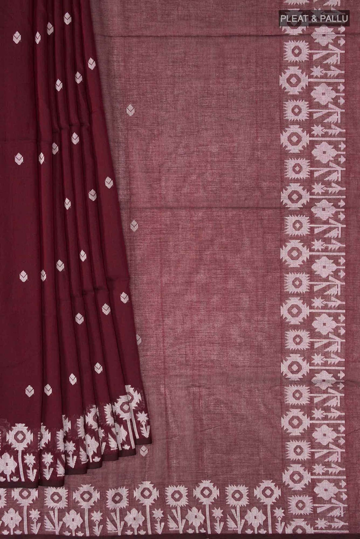 Paromita-Maroon Bengal Cotton Saree