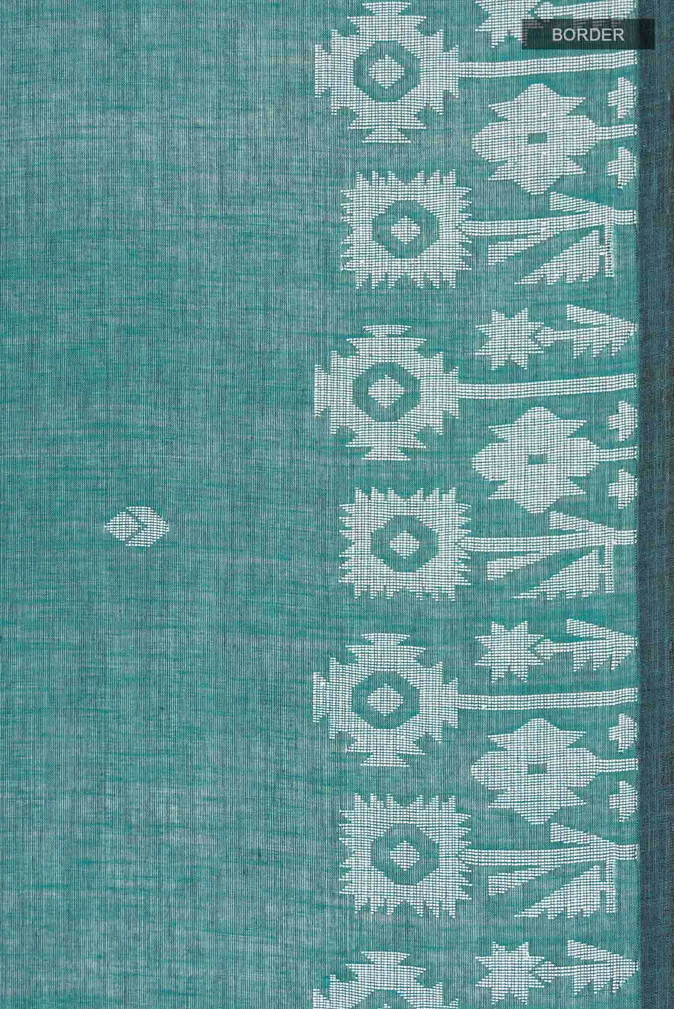 Paromita-Teal Green Bengal Cotton Saree