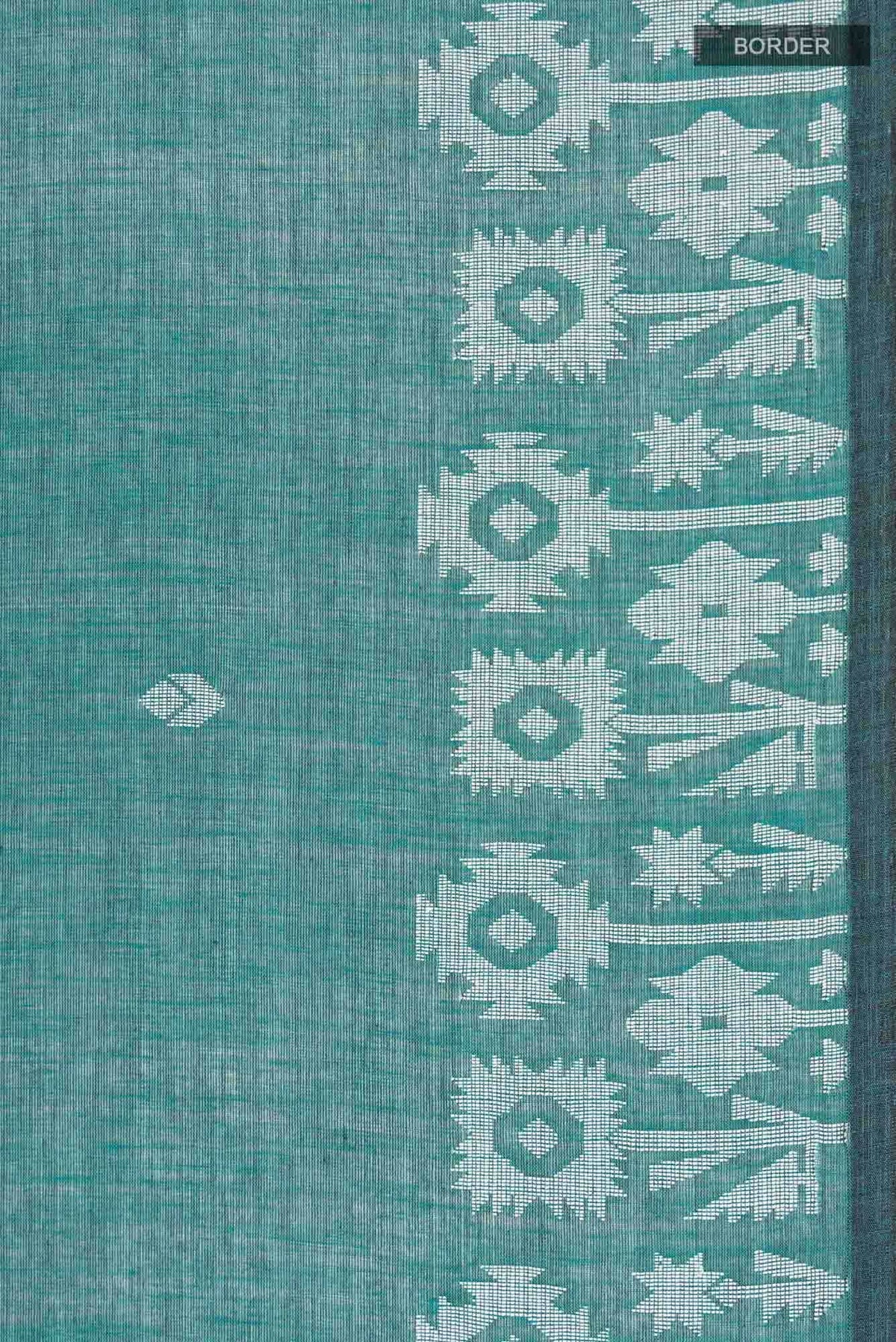 Paromita-Teal Green Bengal Cotton Saree