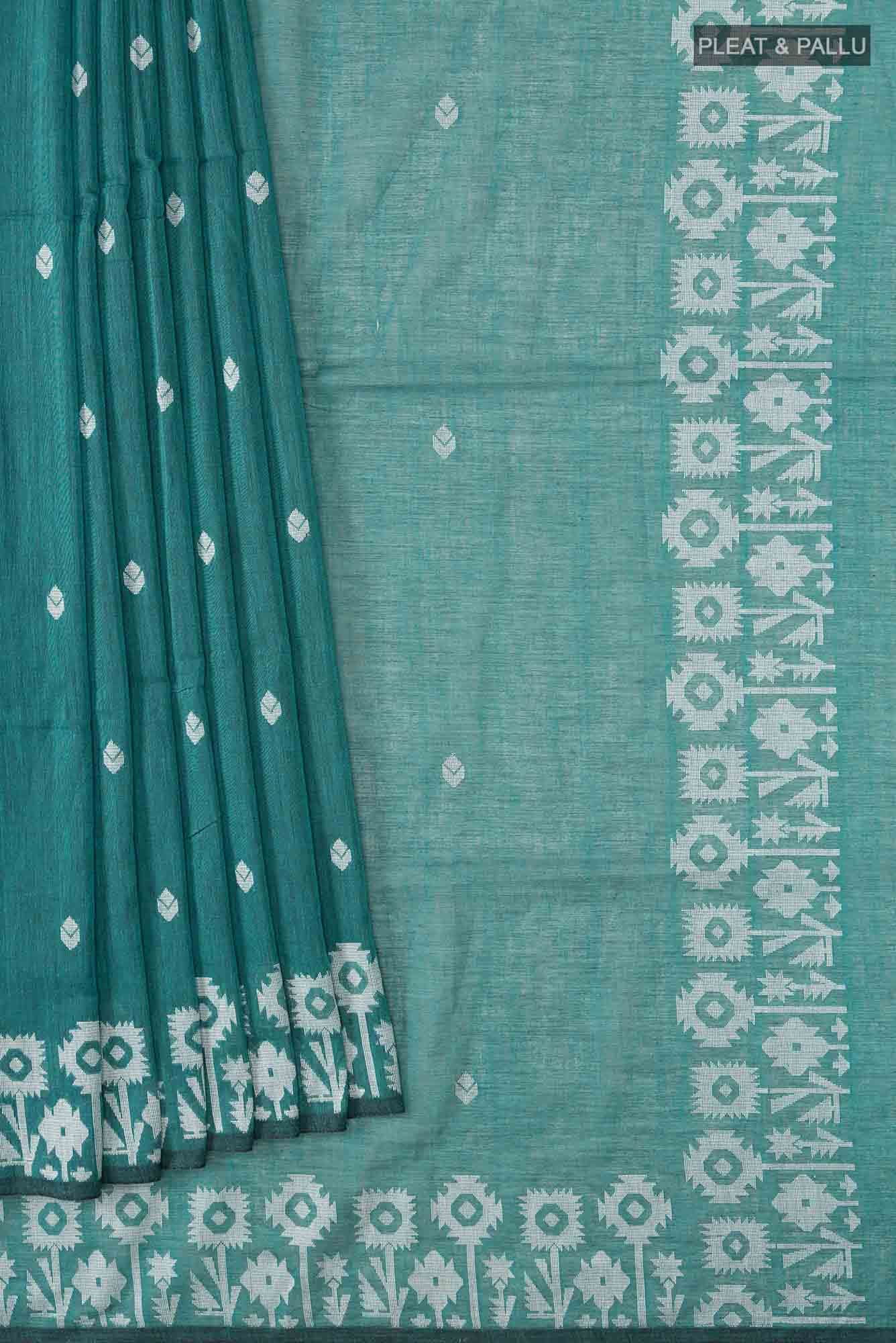 Paromita-Teal Green Bengal Cotton Saree