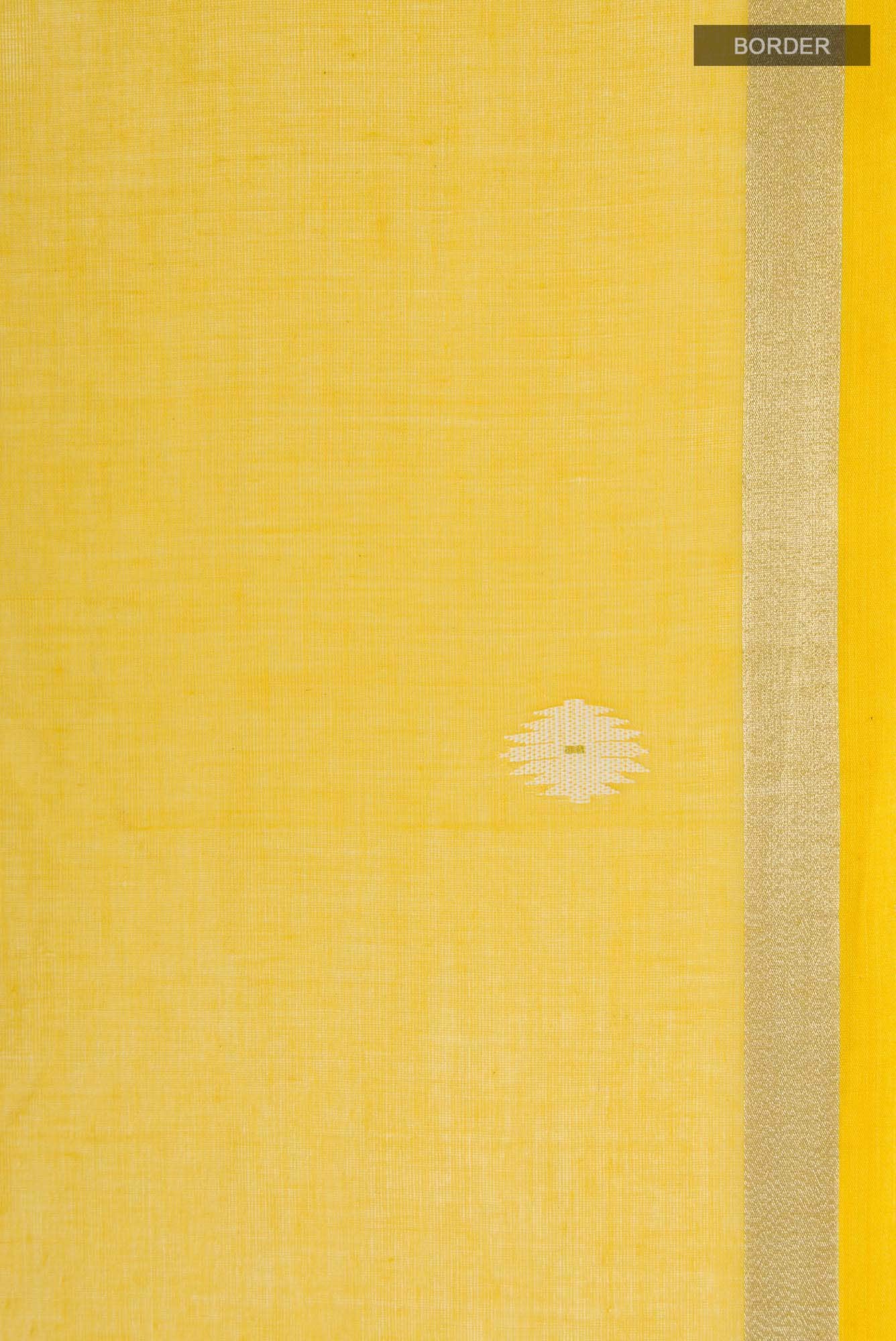 Damini- Mustard Yellow Bengal Cotton Saree