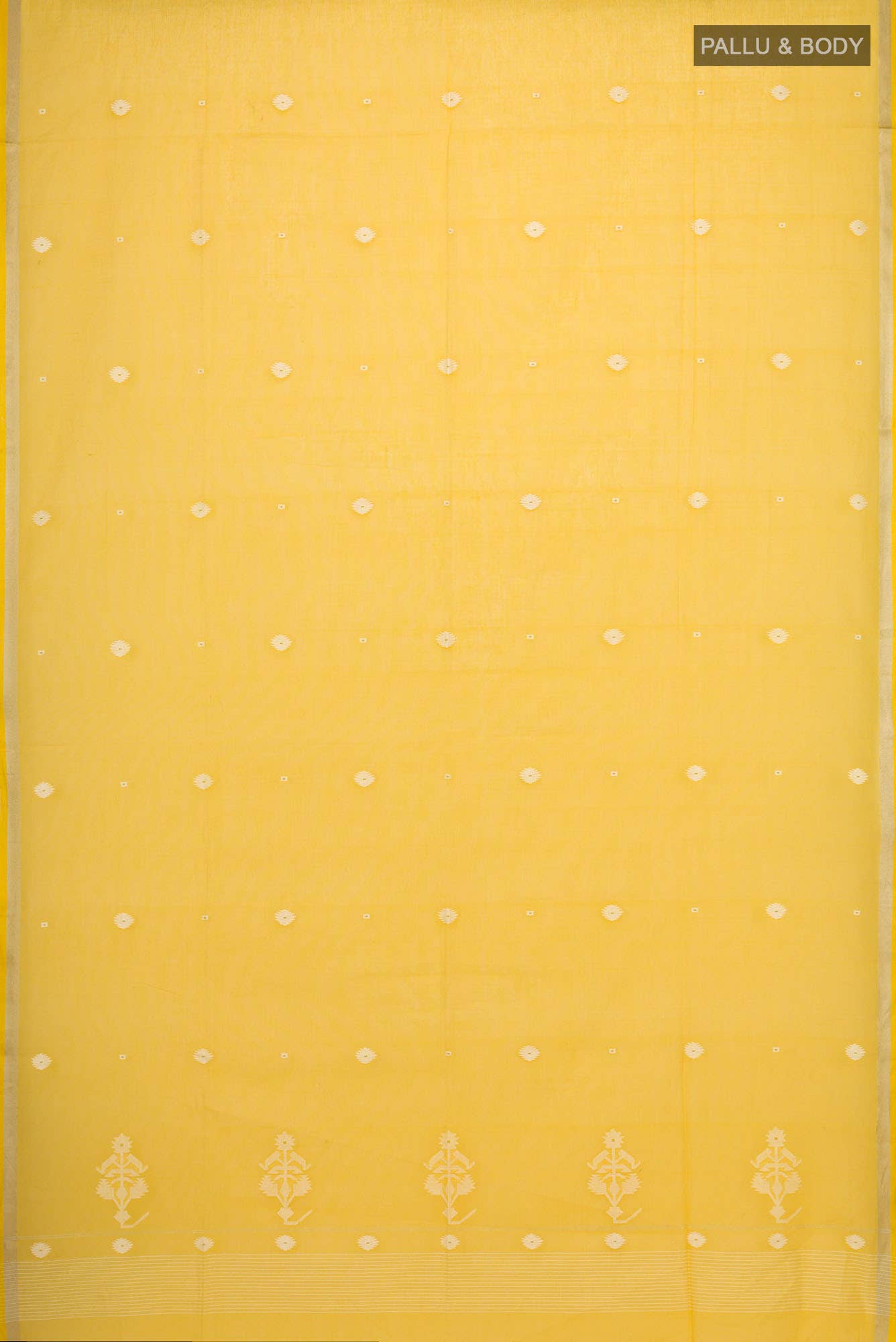 Damini- Mustard Yellow Bengal Cotton Saree