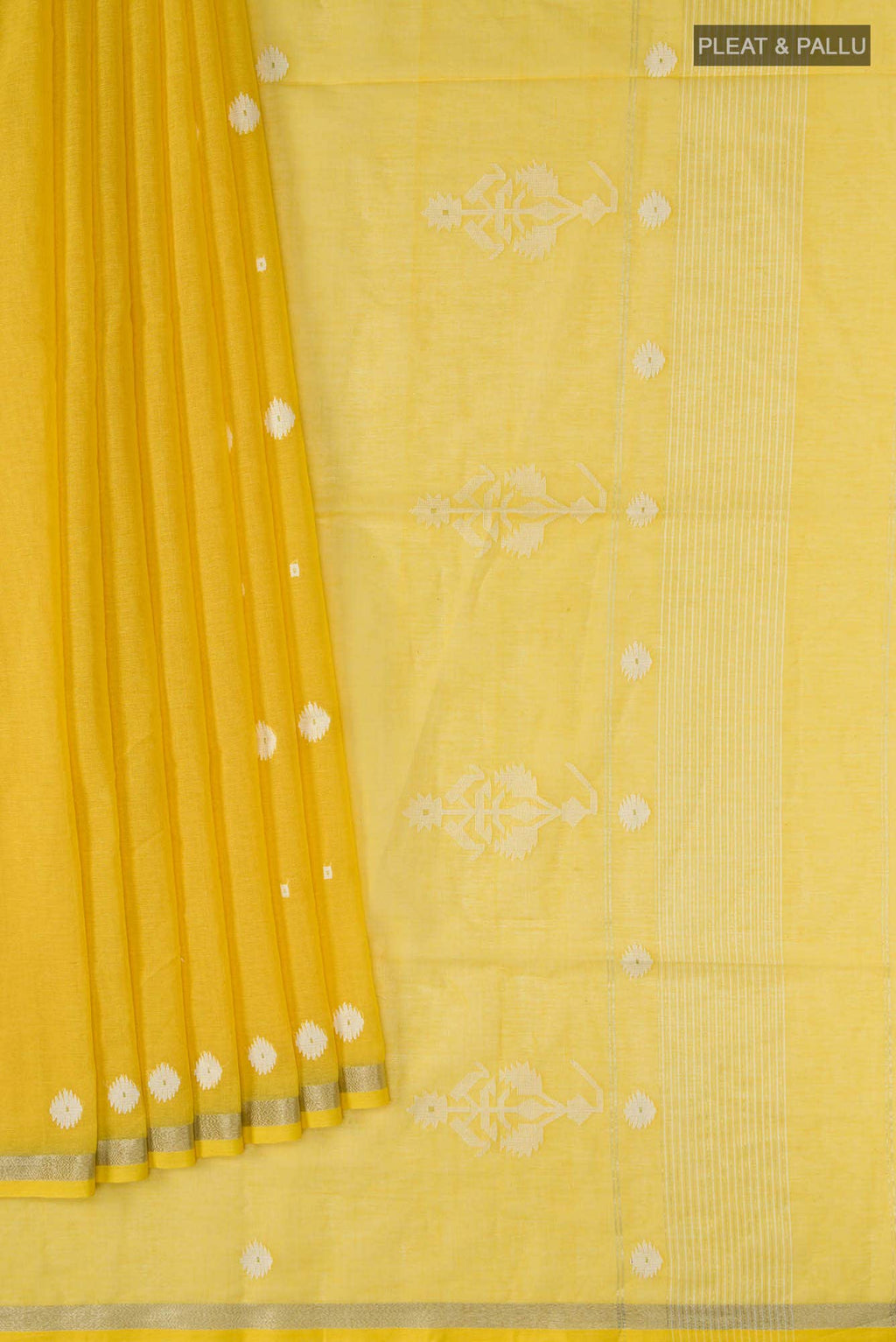 Damini- Mustard Yellow Bengal Cotton Saree
