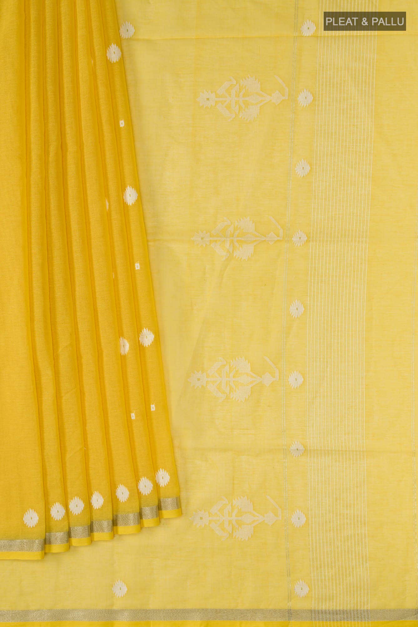 Damini- Mustard Yellow Bengal Cotton Saree