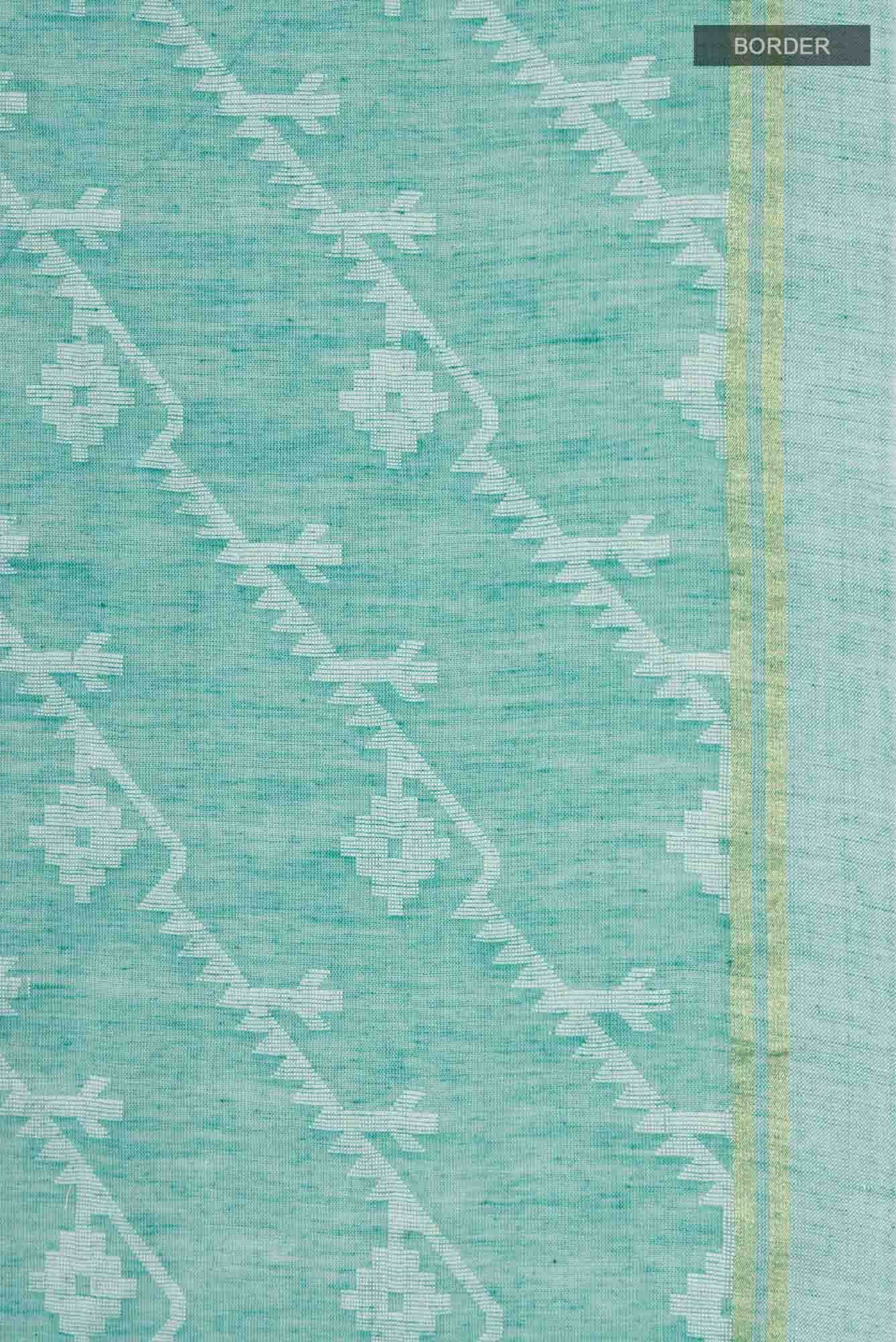 Bimala-Teal Green Bengal Cotton Saree