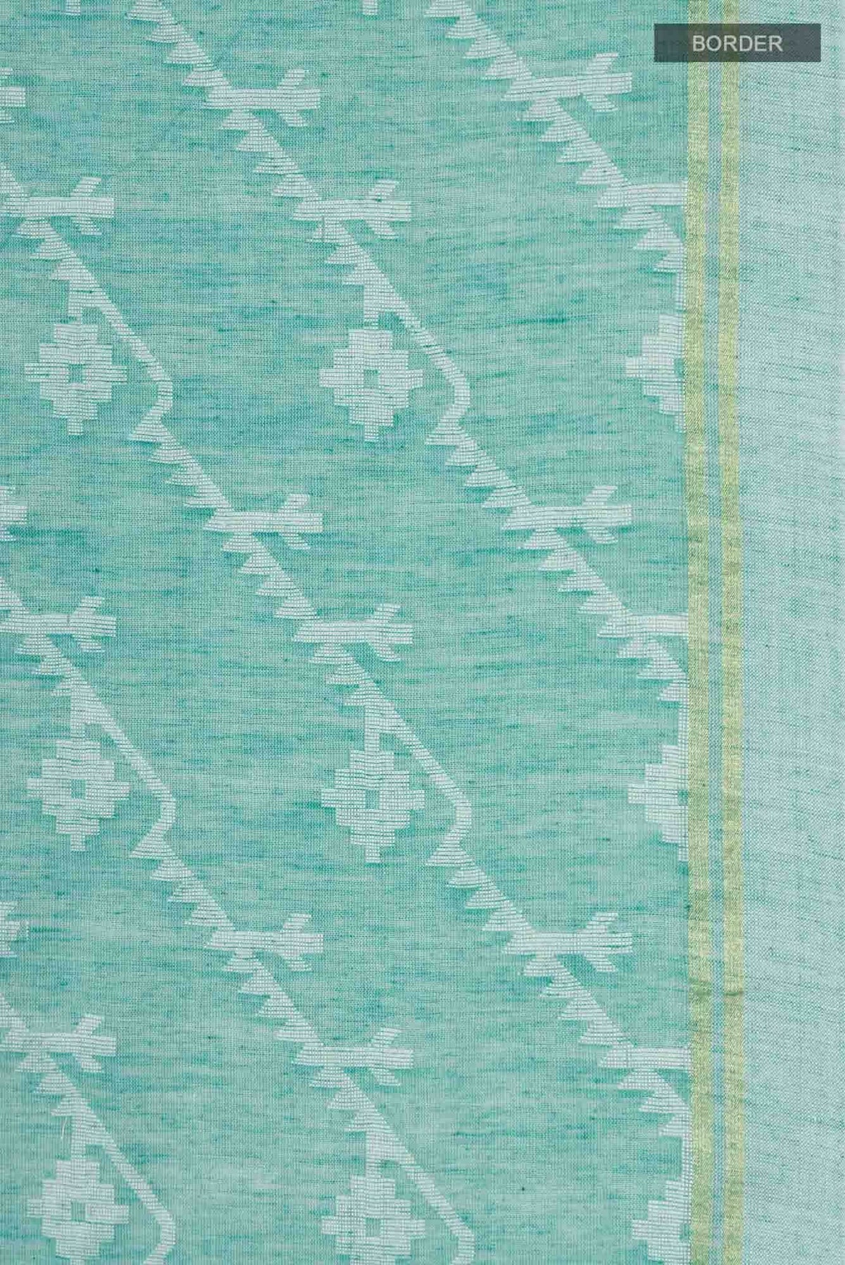 Bimala-Teal Green Bengal Cotton Saree