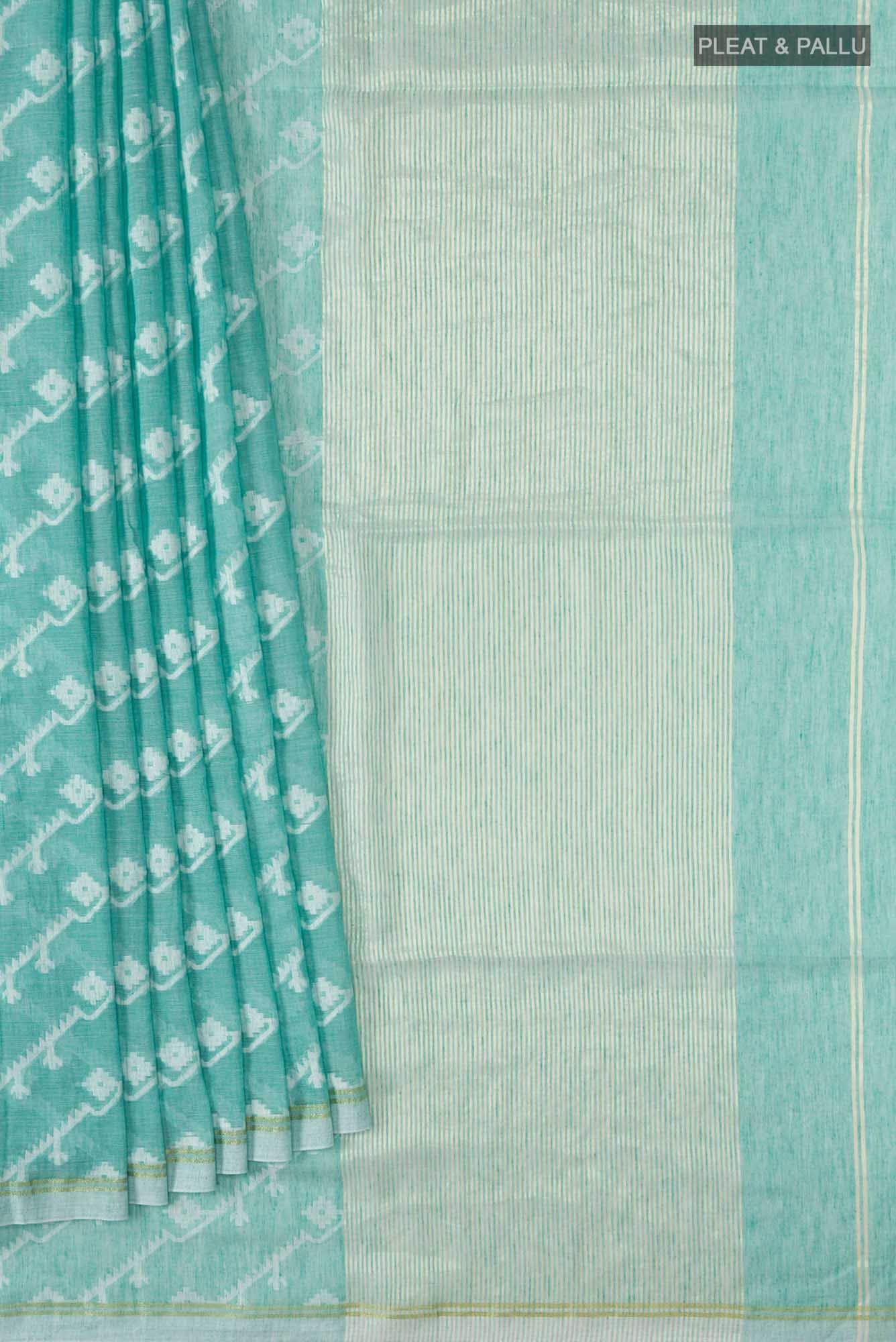 Bimala-Teal Green Bengal Cotton Saree
