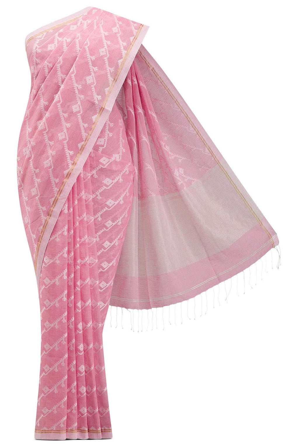 Bimala-Peach Bengal Cotton Saree