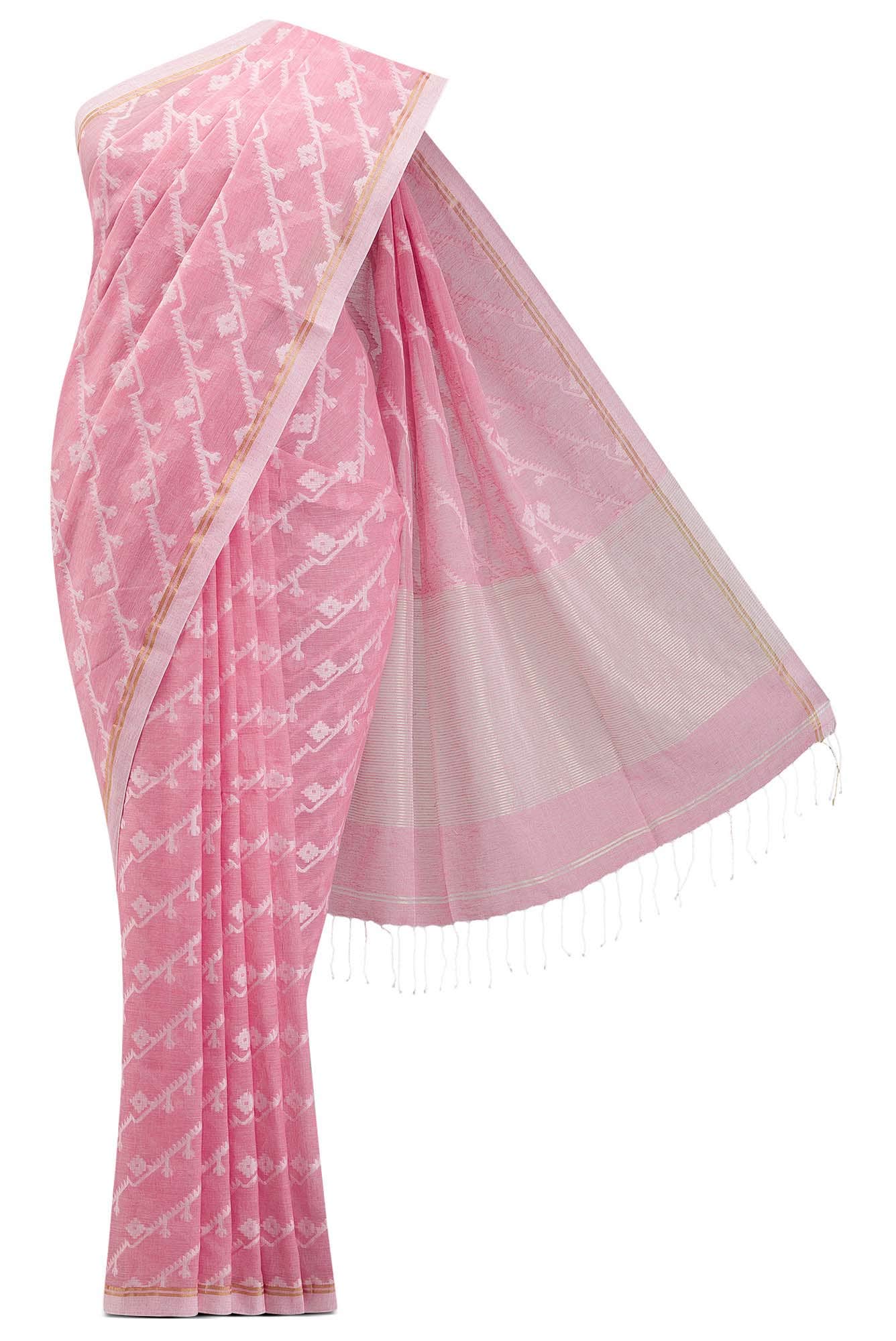 Bimala-Peach Bengal Cotton Saree