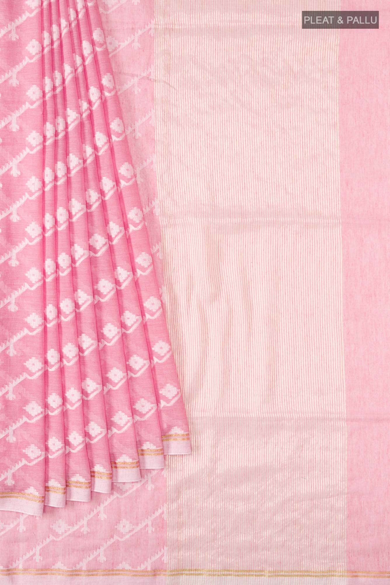Bimala-Peach Bengal Cotton Saree